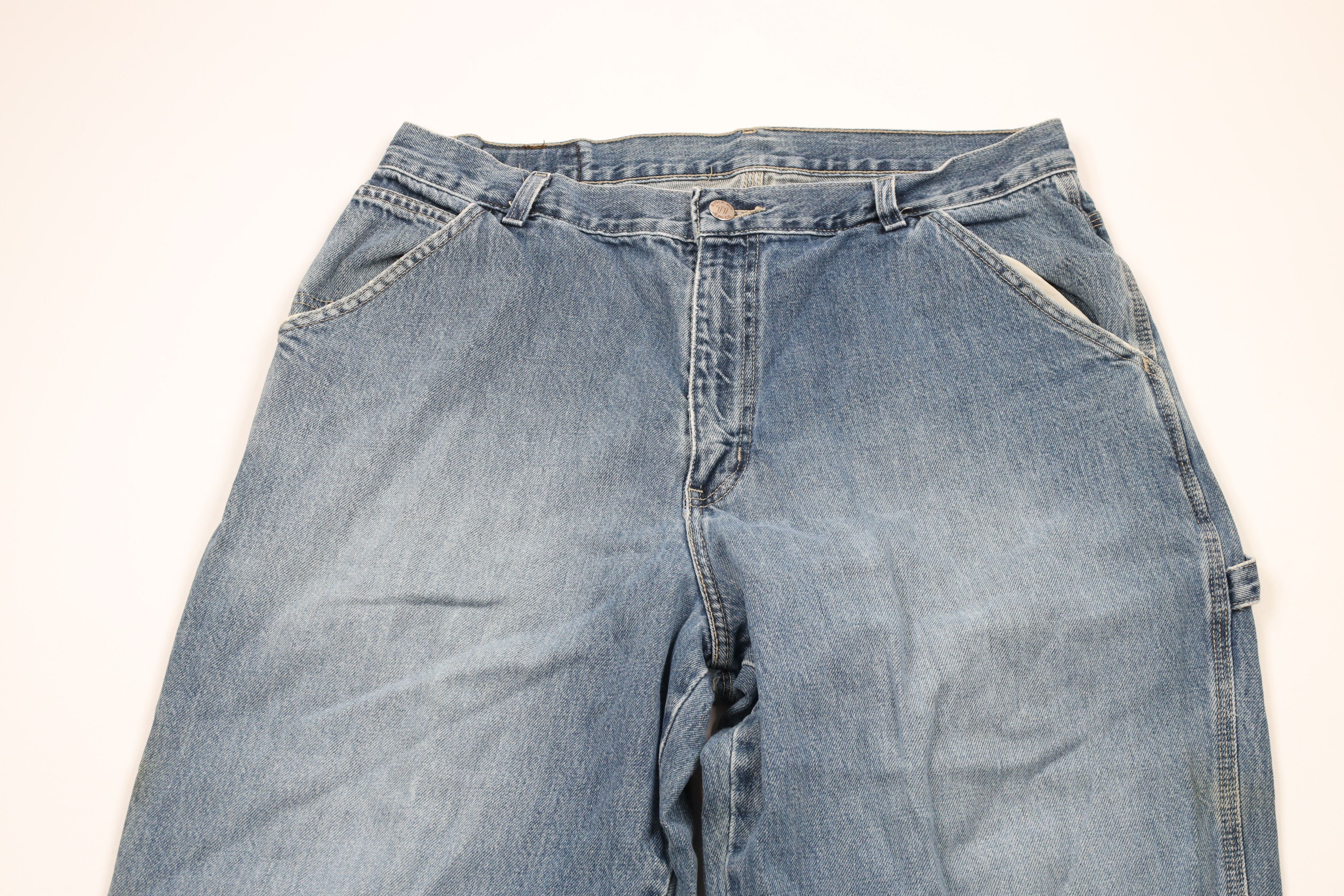 Vintage Vintage 90s Streetwear Wide Leg Carpenter Denim Jeans Blue Size US 34 / EU 50 - 2 Thumbnail