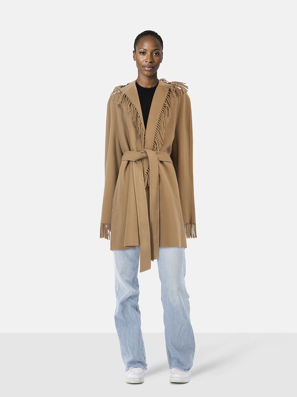 Balenciaga Brown Wool Fringed Hooded Jacket Size L / US 10 / IT 46 - 1 Thumbnail