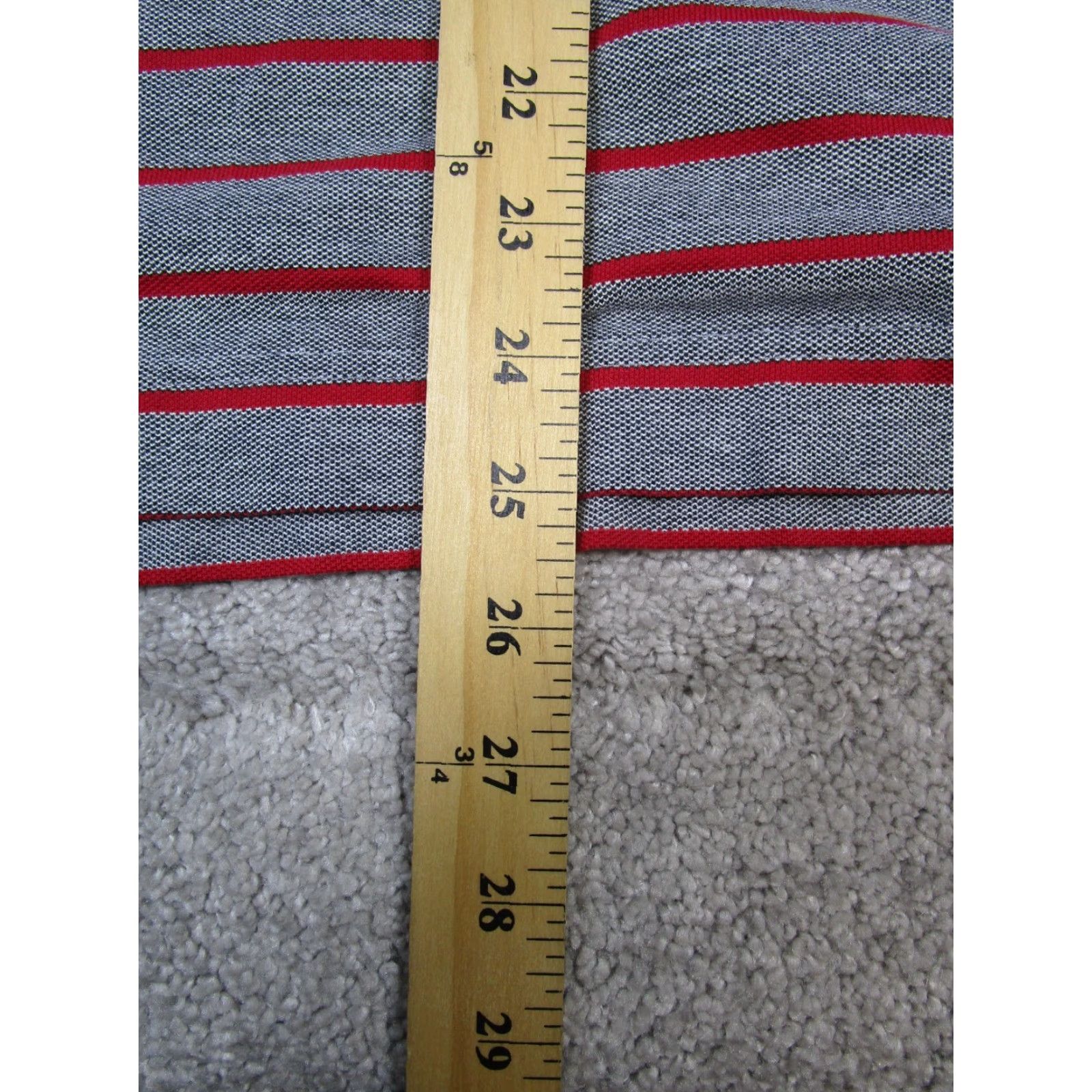 Faconnable Façonnable Polo Shirt Mens Medium Gray Red Cotton Knit Stripe Long Sleeve Button Collar Polo Mens M Gray Red Stripe Pattern Golf Rugby Walking Size US M / EU 48-50 / 2 - 8 Thumbnail