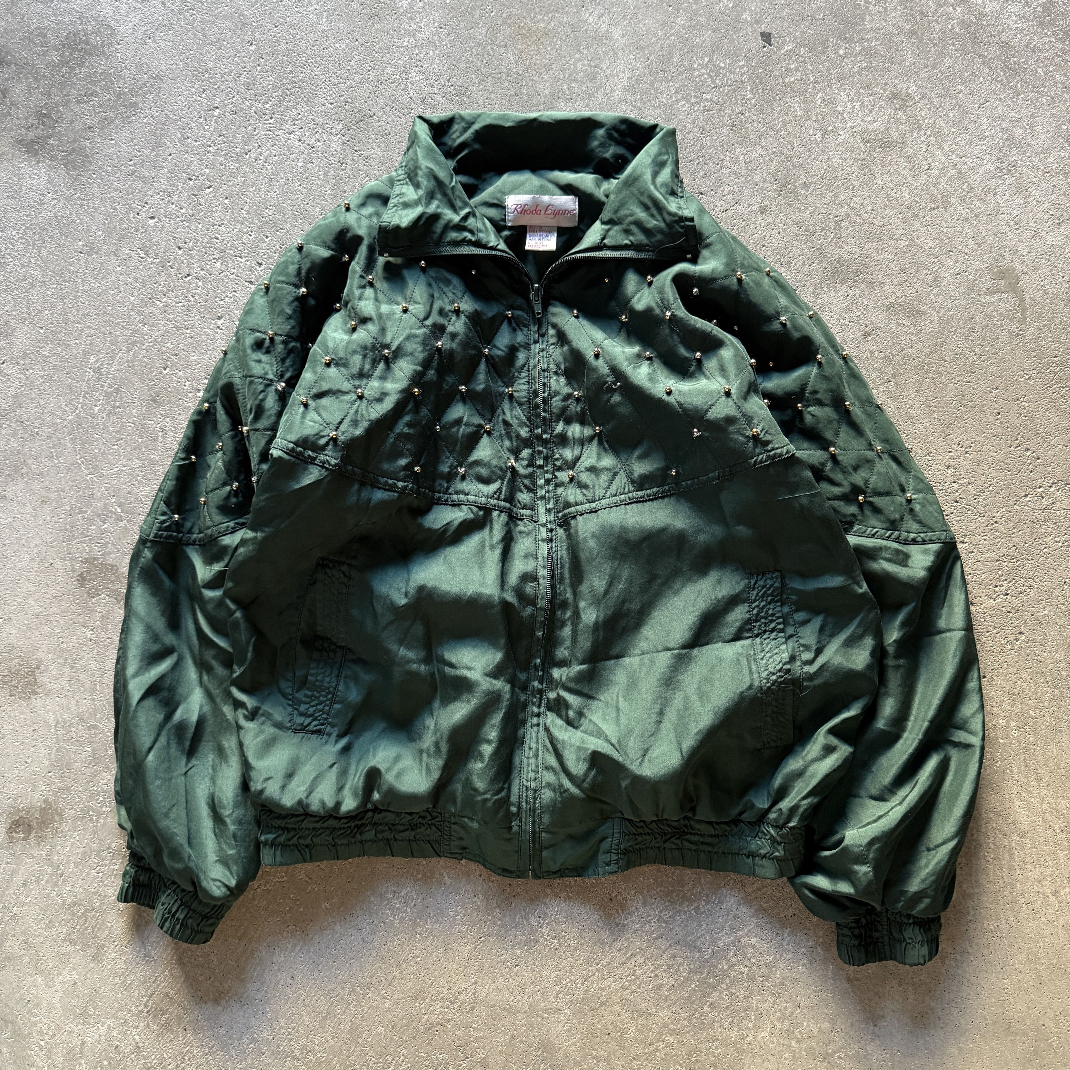Other vintage green silk studded cropped boxy bomber jacket Size S / US 4 / IT 40 - 1 Thumbnail