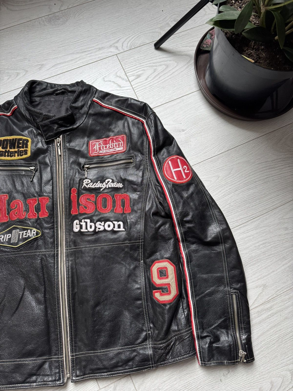 Vintage Vintage Harrison Gibson 90's F1 Leather Racing Jacket Size US L / EU 52-54 / 3 - 3 Thumbnail