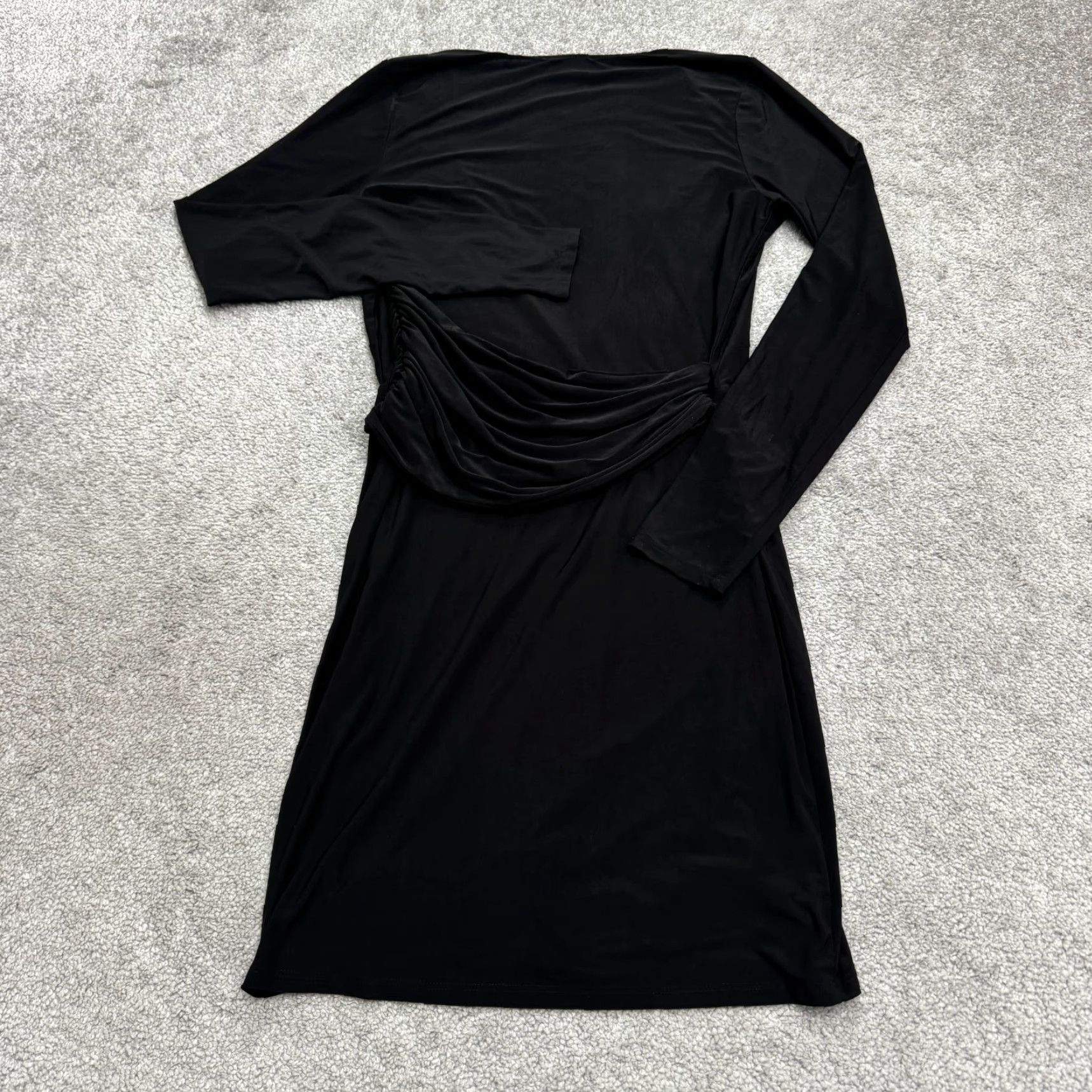 Nasty Gal Nasty Gal Dress Womens Medium Black Bodycon Mini Long Sleeve Ruched Plunging Womens Size M / US 6-8 / IT 42-44 - 2 Thumbnail
