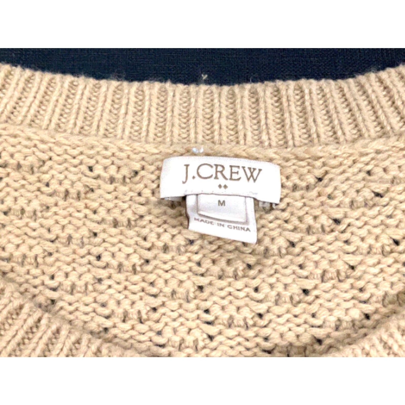 J.Crew J.Crew Beige Cable-Knit Pullover Sweater F8455 Women's Medium Beig e Knit Crew Neck Casual Preppy Classic Ivy League" Size M / US 6-8 / IT 42-44 - 4 Thumbnail