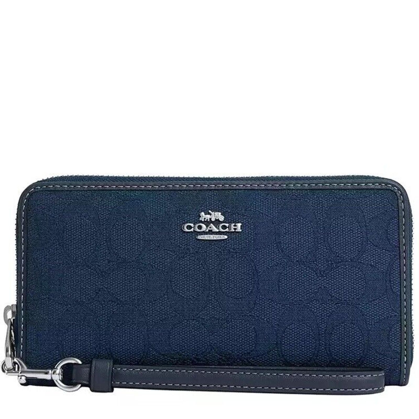 Coach NWT Coach Long Zip Around Wallet CU150 Dark Denim Size ONE SIZE - 7 Thumbnail