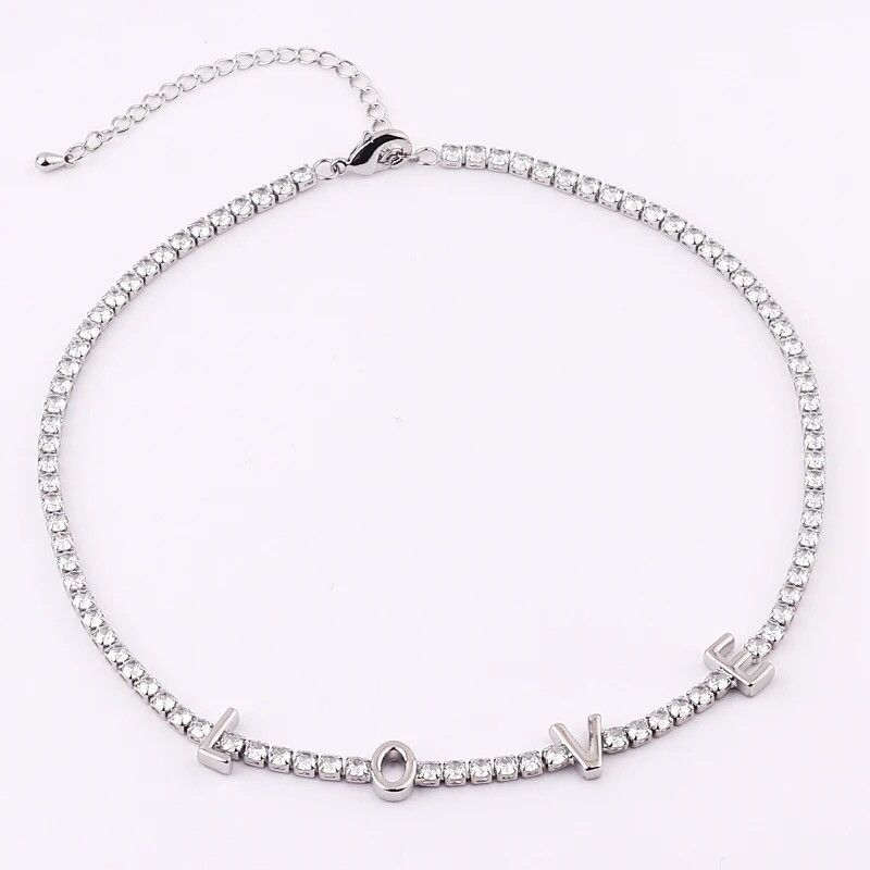 Jewelry Cubic Zircon Chain Love Necklace Size ONE SIZE - 1 Thumbnail
