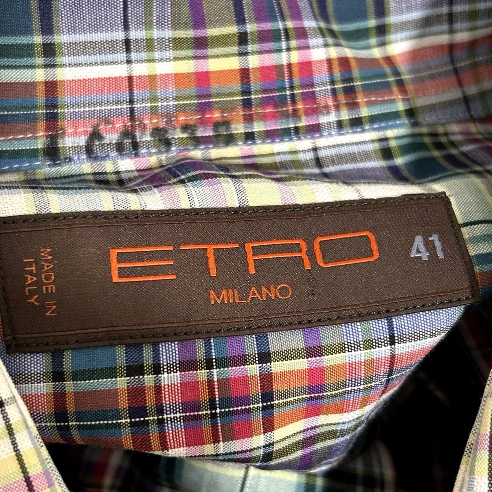 Etro ETRO Milano Button Up Shirt Men’s 41 Paisley Plaid Long Sleeve Italy Made Size US L / EU 52-54 / 3 - 6 Thumbnail