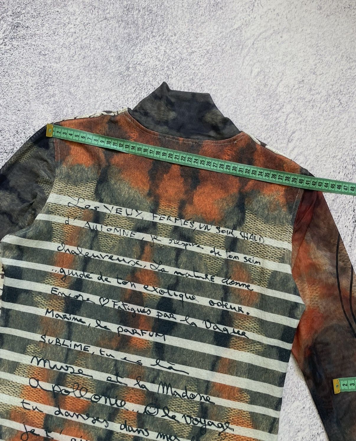 Desigual Desigual Mesh Top Long Sleeve Mock Neck Floral Script Size L / US 10 / IT 46 - 16 Thumbnail