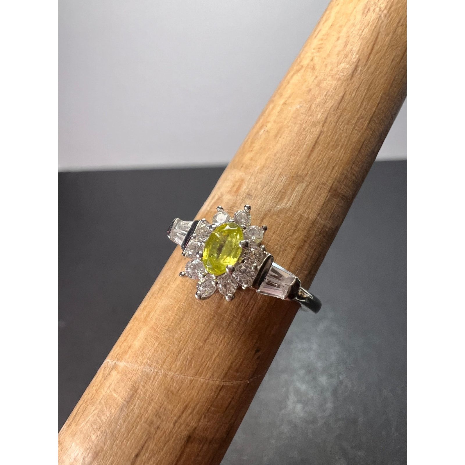 Other NEW Sphene halo ring in rhodium over sterling silver size 5 Size ONE SIZE - 11 Thumbnail