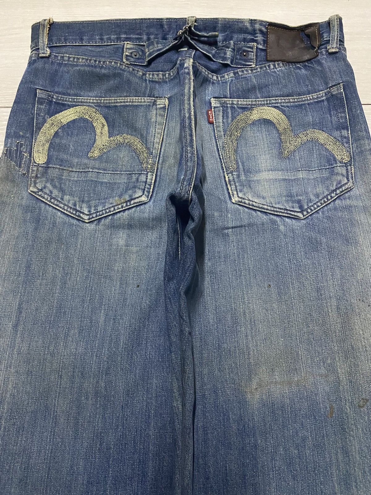 Evisu Crazy Vintage Evis 90s Heavy repaired Distressed Baggy Jeans Size US 33 - 4 Thumbnail