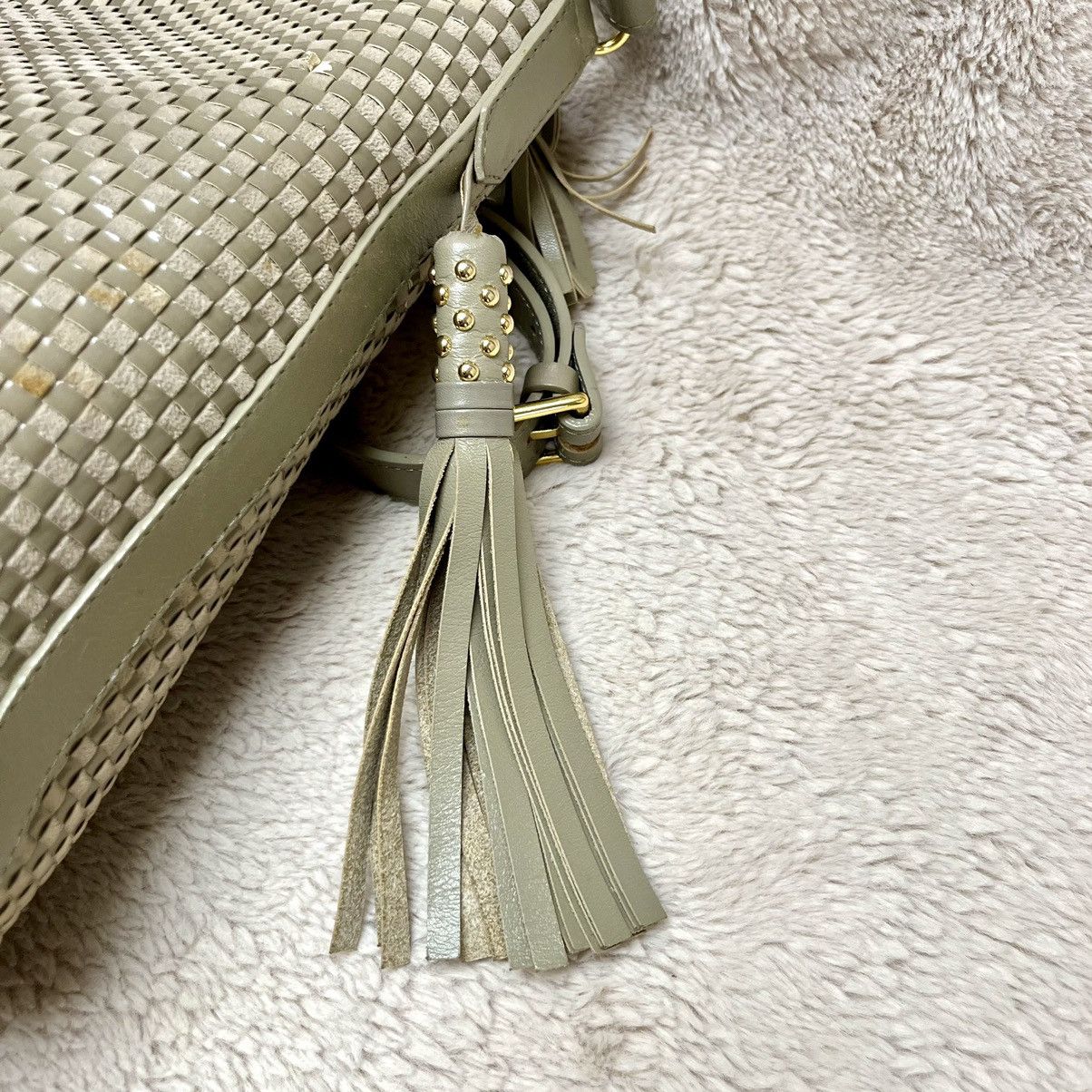 Yves Saint Laurent RARE YSL Vintage Woven Taupe Shoulder Bag Size ONE SIZE - 8 Thumbnail