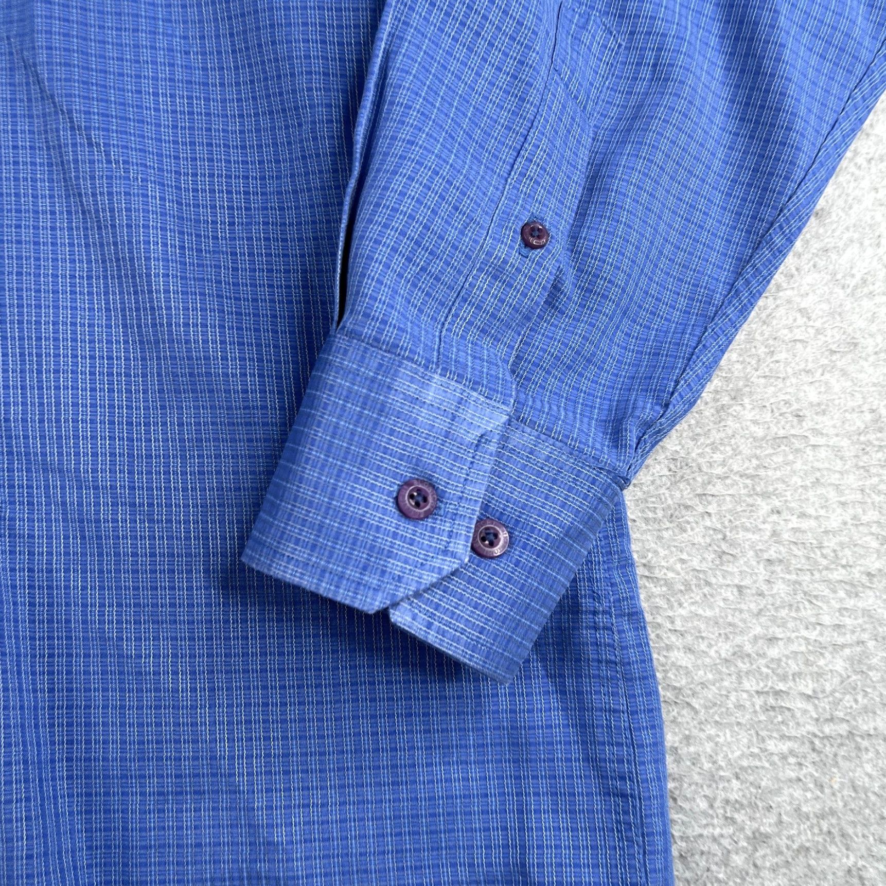 BUGATCHI BUGATCHI UOMO Shirt Blue Check Long Sleeve Mens L Button-Up Casual Size US L / EU 52-54 / 3 - 2 Thumbnail