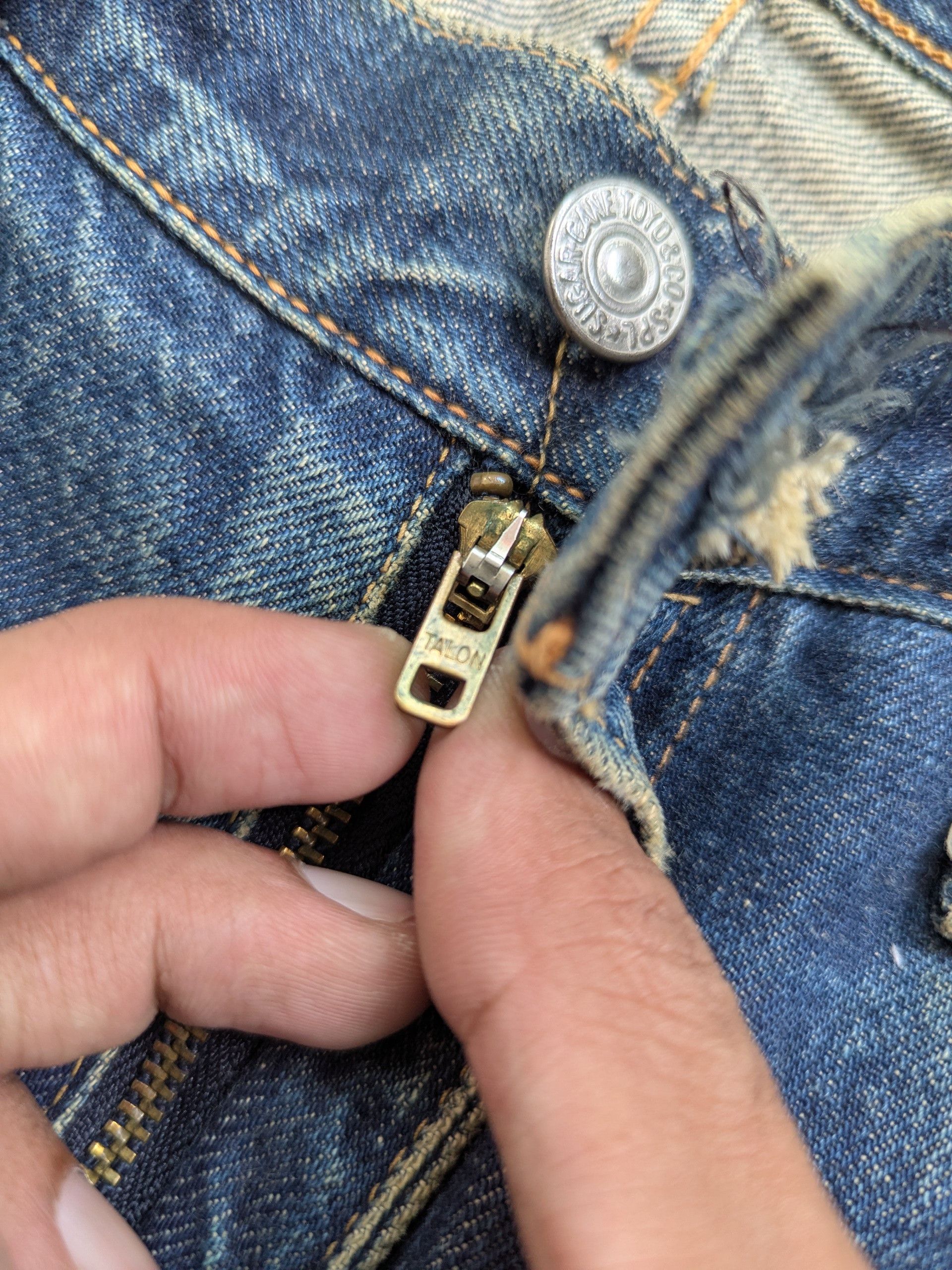 Sugar Cane × Vintage Vintage 90s Sugar Cane Selvedge Distressed Denim Size US 34 / EU 50 - 15 Thumbnail