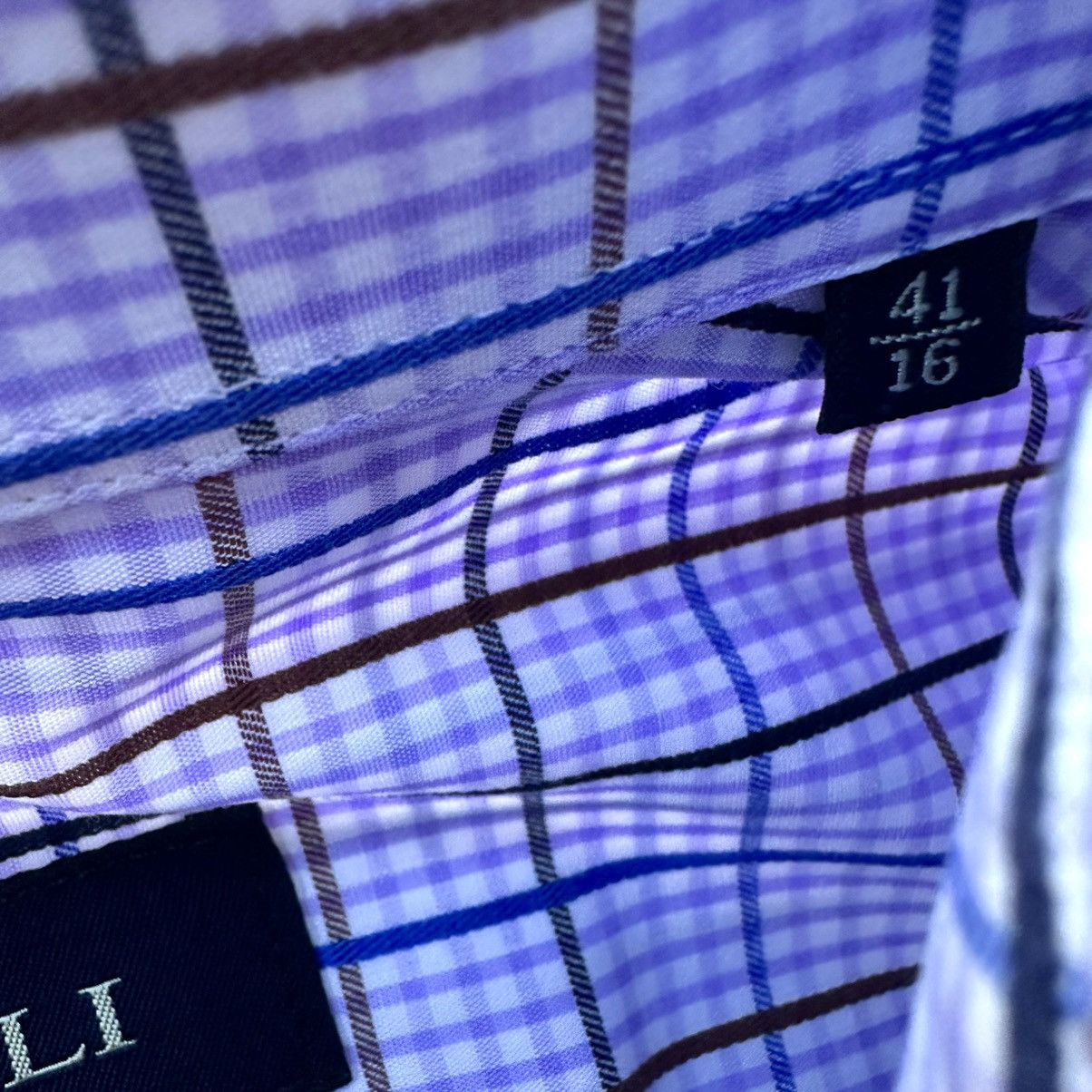 Canali Canali Dress Shirt Men Size 16 41 Purple Check Made In Italy Size US XL / EU 56 / 4 - 4 Thumbnail