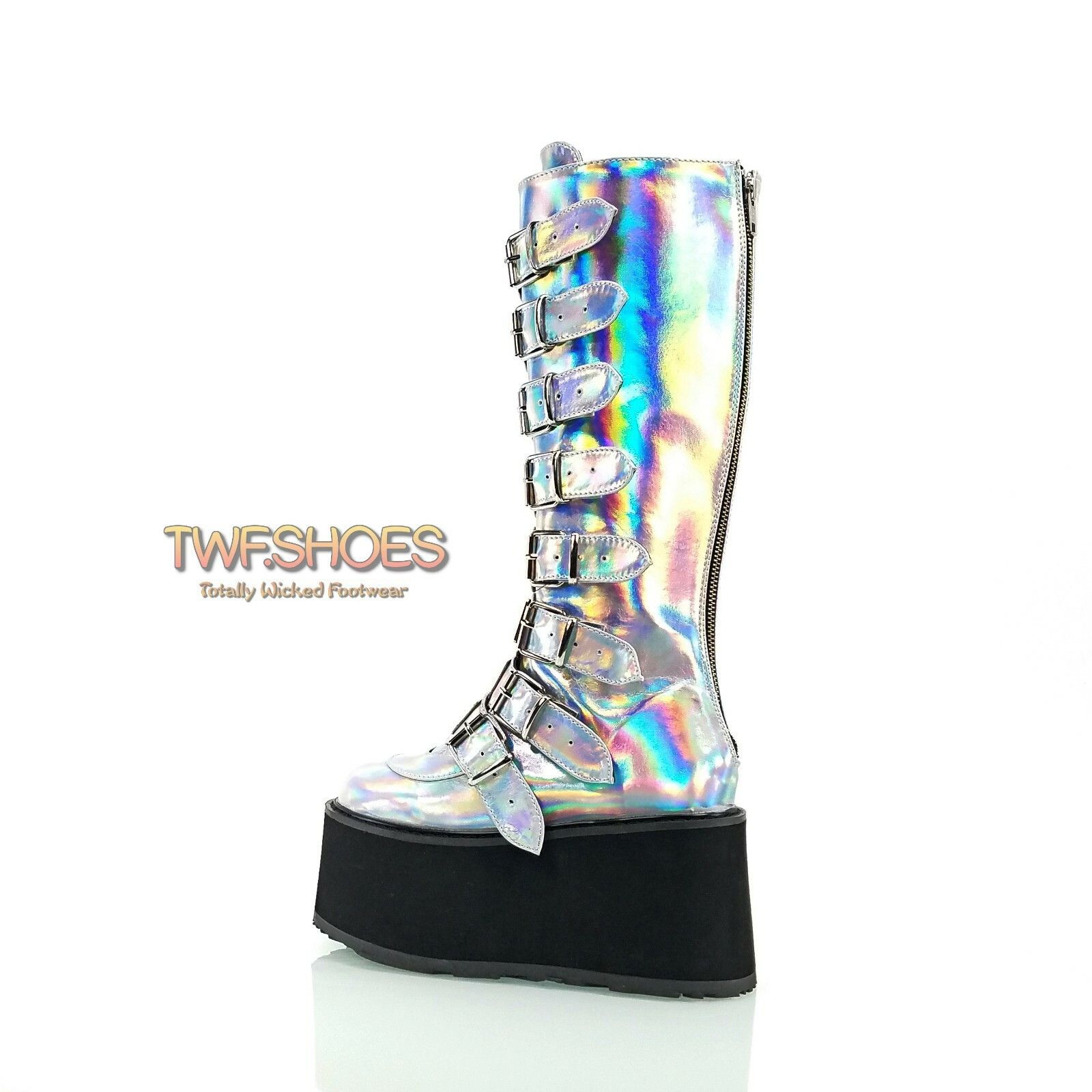Demonia Cult DEMONIA Damned 318 Multi Strap Goth Punk 3.5" Flat Platform Size US 6 / IT 36 - 3 Thumbnail
