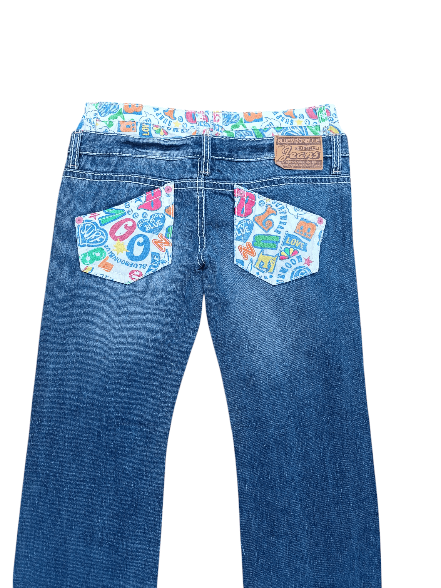 Designer VTG🔥BLUE MOON BLUE Double Waist Big Logo Paint Design Denim Size US 34 / EU 50 - 9 Thumbnail