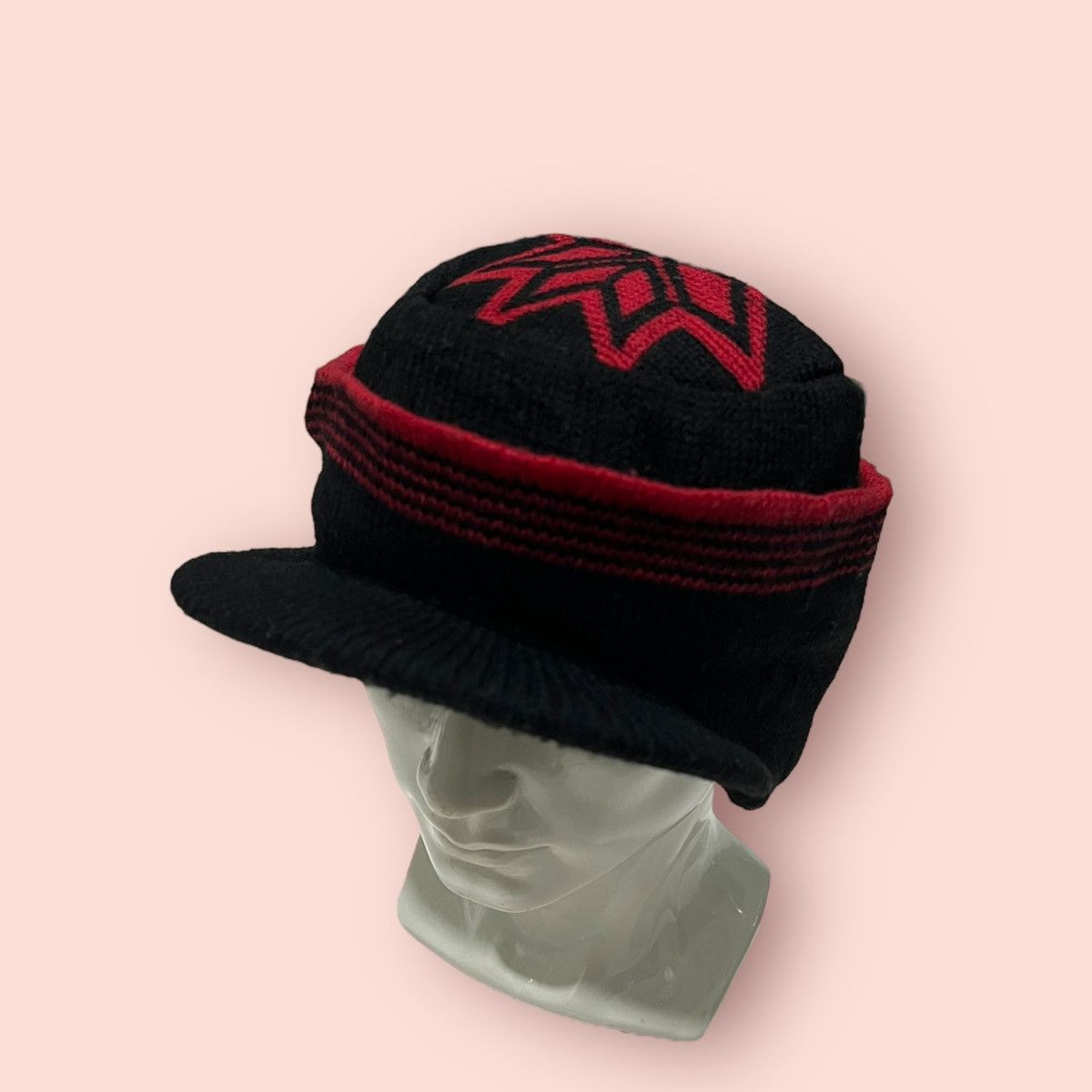 14th Addiction × Homespun Knitwear × Japanese Brand VINTAGE RED SNOWFLAKE LOGO KNITTED ALT BEANIE HAT Size ONE SIZE - 13 Thumbnail