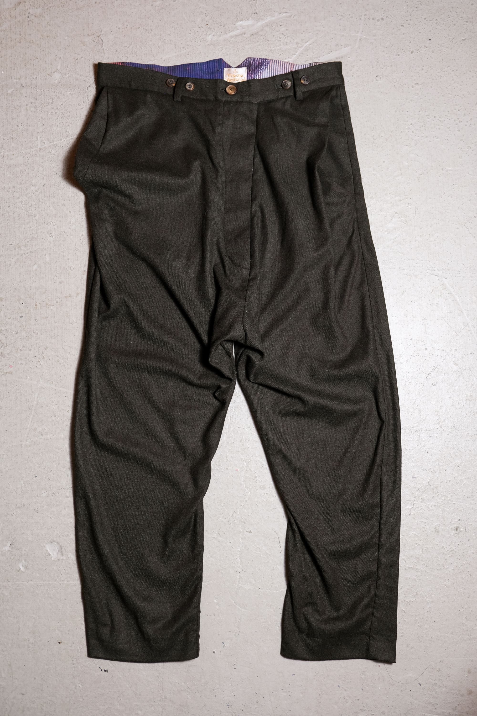 image of Vivienne Westwood Wool Low Crotch Pants Made In Italy in Black, Men's (Size 28)