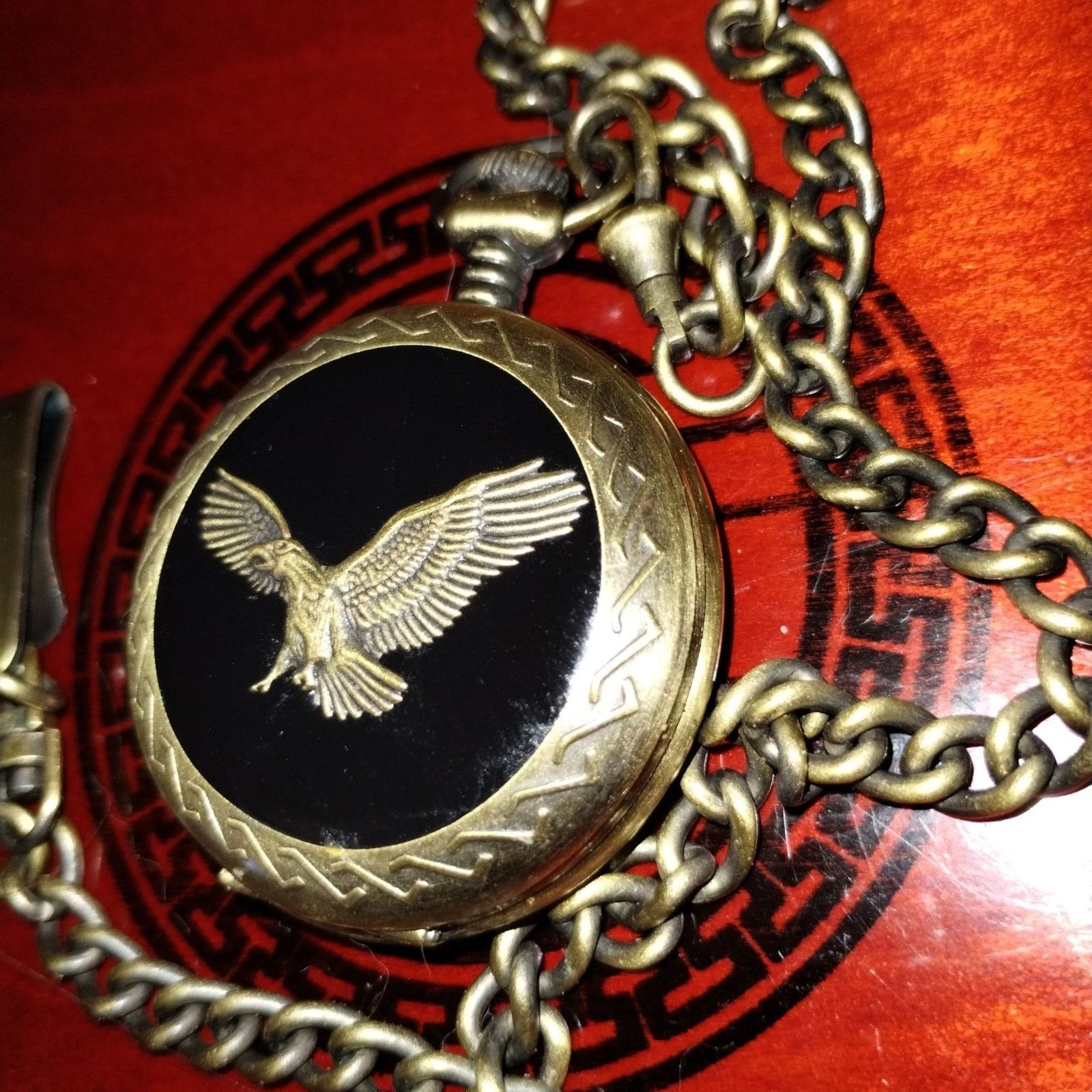 OLD VINTAGE Benrus gold and Black eagle pocket watch