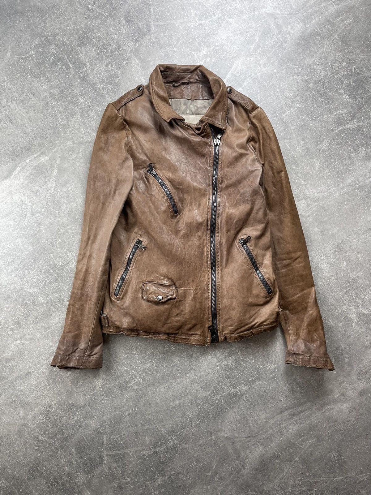 Giorgio Brato Giorgio Brato Avant Garde Distressed Handmade Leather Jacket Size M / US 6-8 / IT 42-44 - 2 Thumbnail