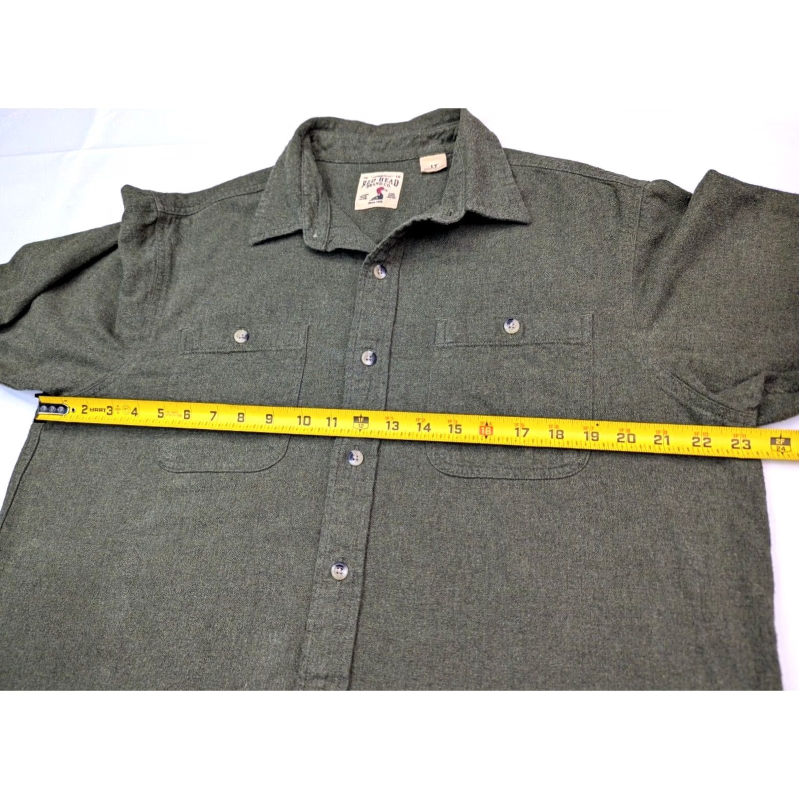 Olive RedHead Button-Up Shirt Flannel Olive Green Mens L Regular Modern 47 in Chest All Seasons Cotton Tie-Dye Pattern Colorful Preppy International Size US L / EU 52-54 / 3 - 6 Thumbnail