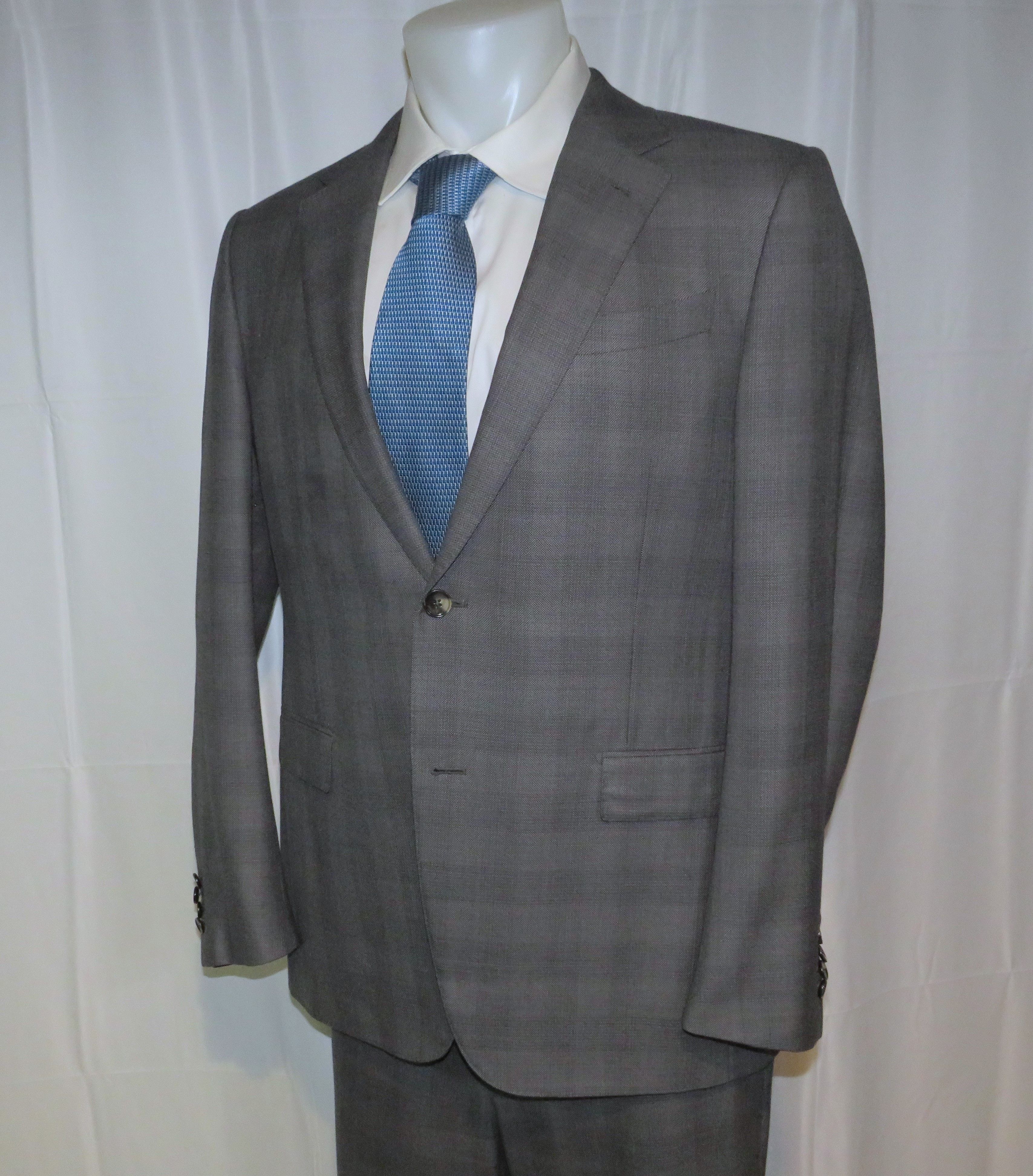Ermenegildo Zegna Trofeo 600 Very Recent Gray Plaid Two Button Suit 44R Size 44R - 8 Thumbnail