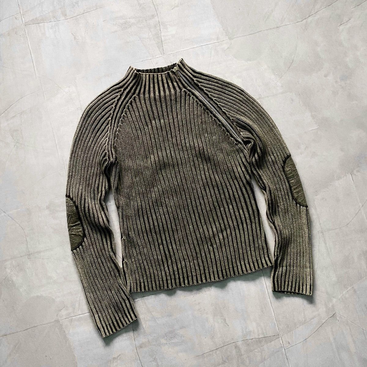 Pre-owned 20471120 X Hysteric Glamour Japan Avantgarde Full Zip Diesel Style Knit Rib Sweater Y2k (size Small) In Multicolor