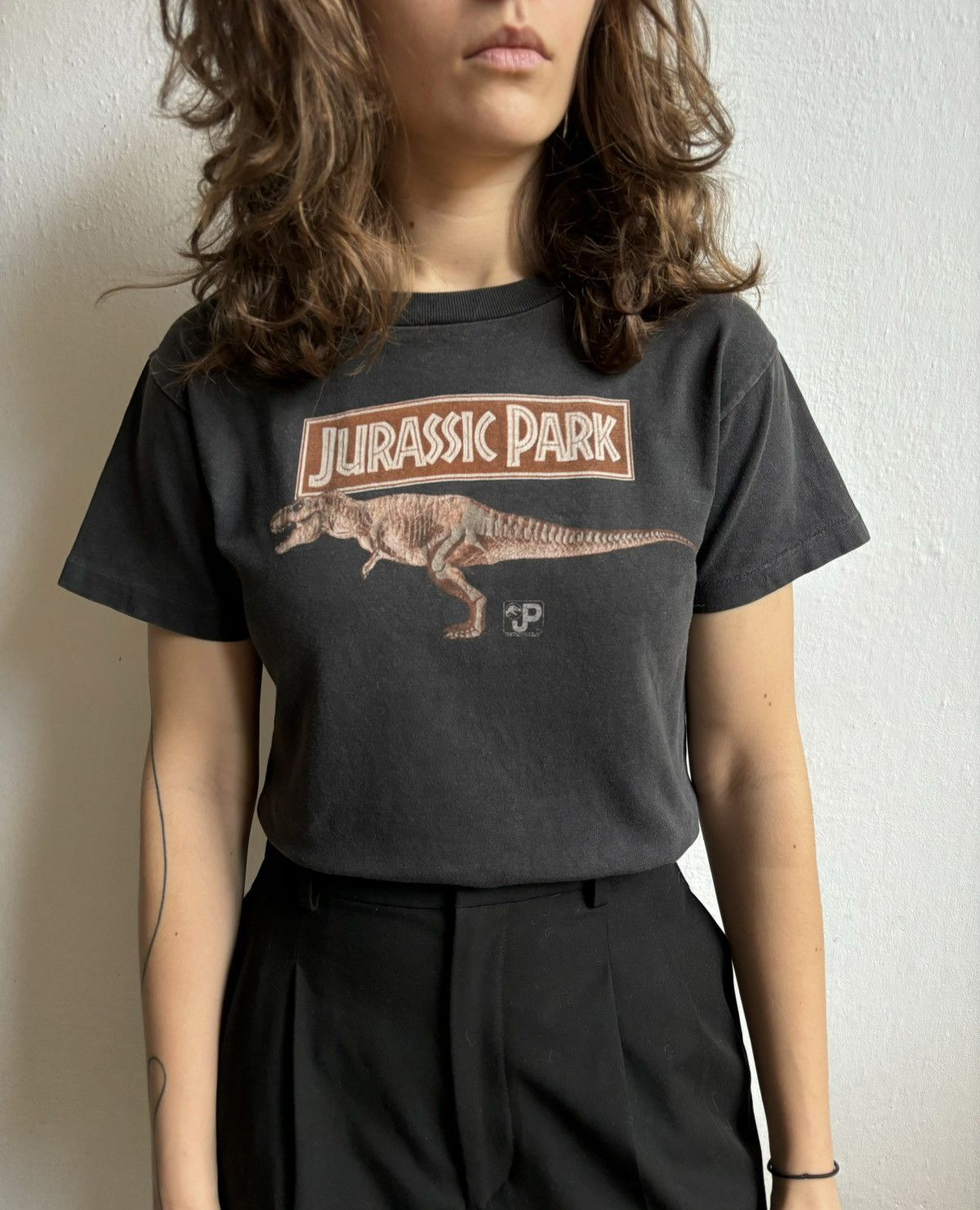 image of 90's Jurassic Park Movie Promo Shirt in Black, Men's (Size XS)