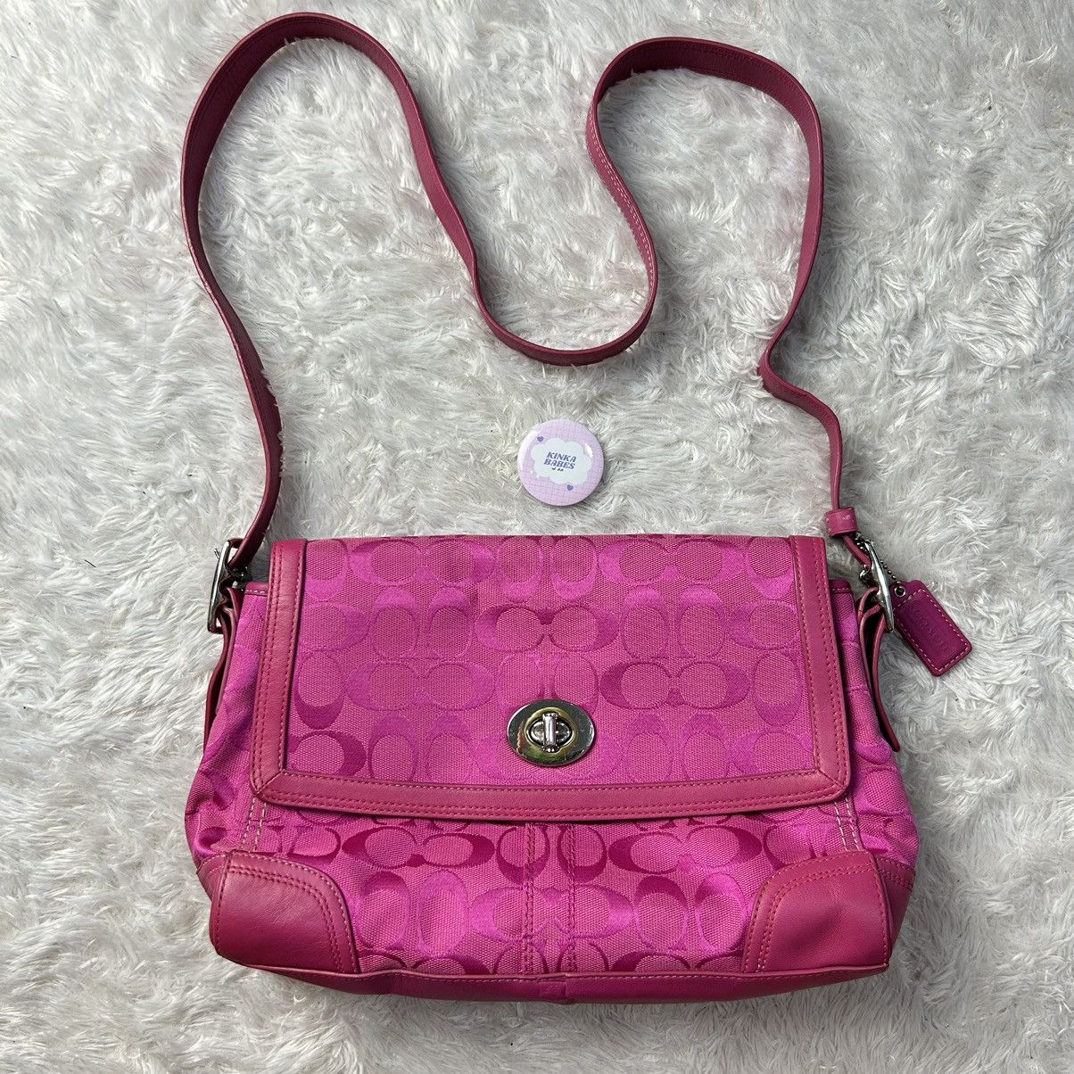 Coach Coach pink jacquard signature crossbodybag / slingbag