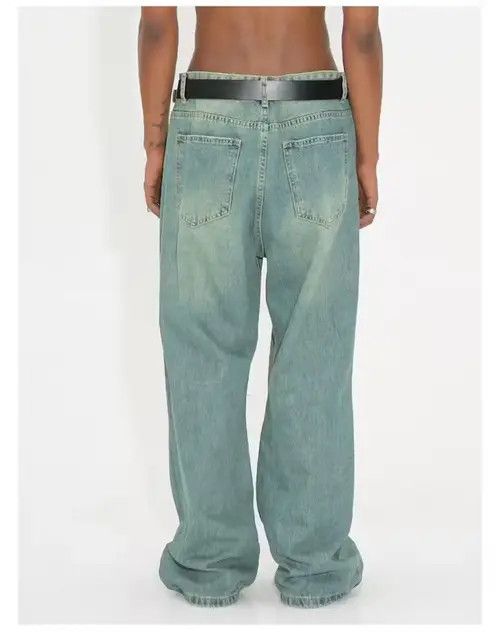 Japanese Brand Noriko x Kanou Washed Green Relaxed Wide Leg Jeans Size US 32 / EU 48 - 3 Thumbnail