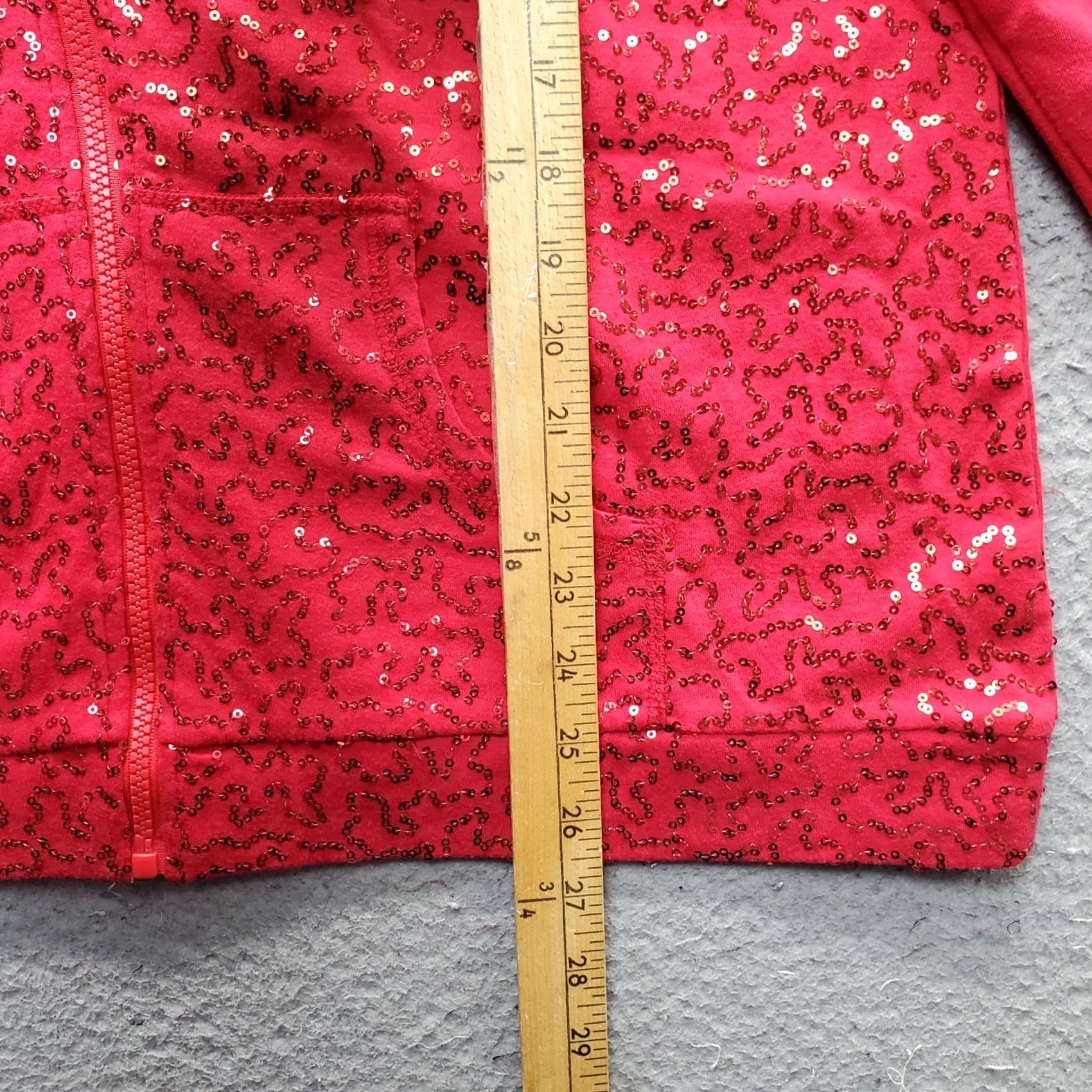 Quacker Factory Quacker Factory Full Zip Hoodie Women L Red Sequined Embellished Long Sleeve Size L / US 10 / IT 46 - 3 Thumbnail
