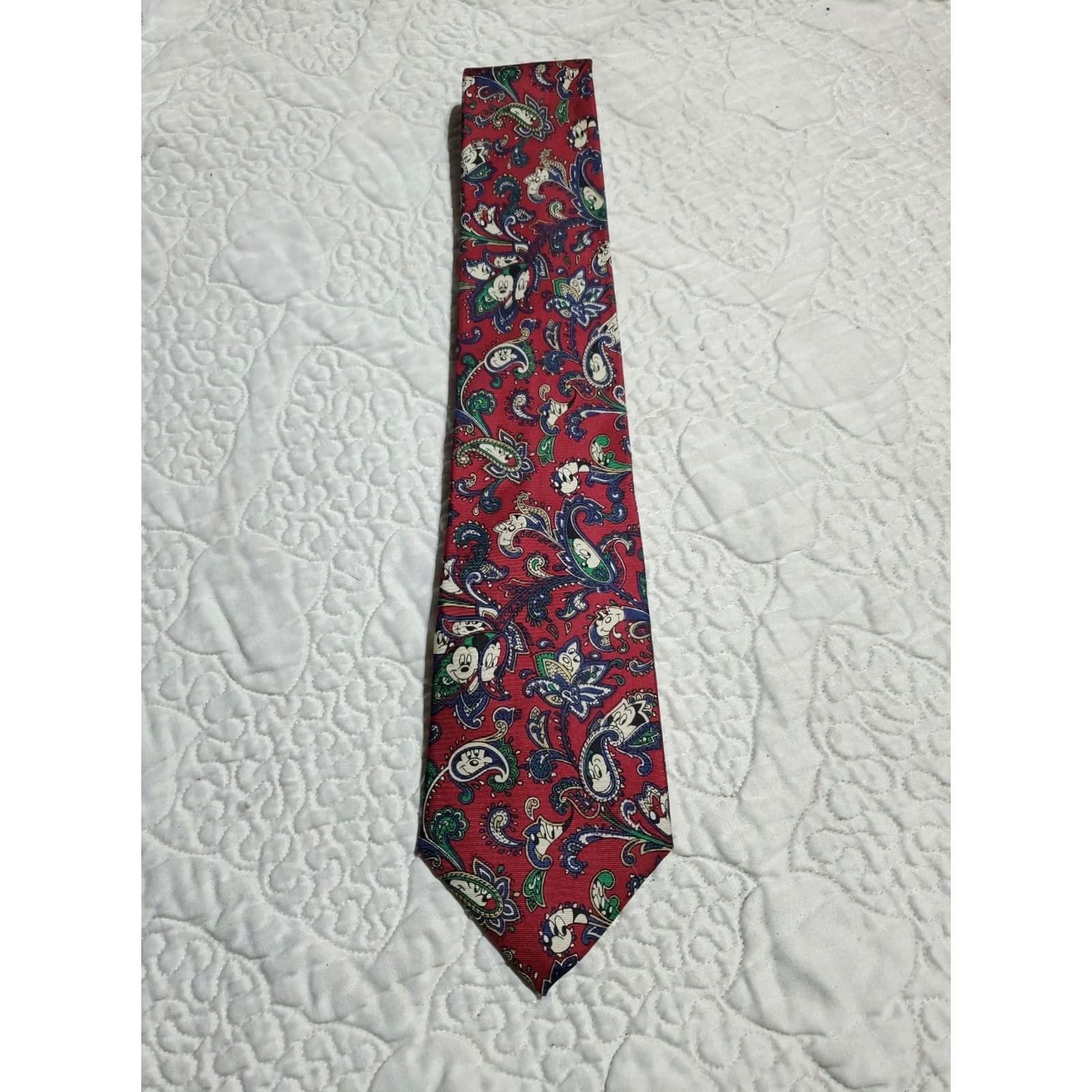 Disney Mickey Mouse Balacine Tie Paisley 100% Silk Multicolor Classic 57"-60" Men Disney Volt/Pattern? Size ONE SIZE - 5 Thumbnail