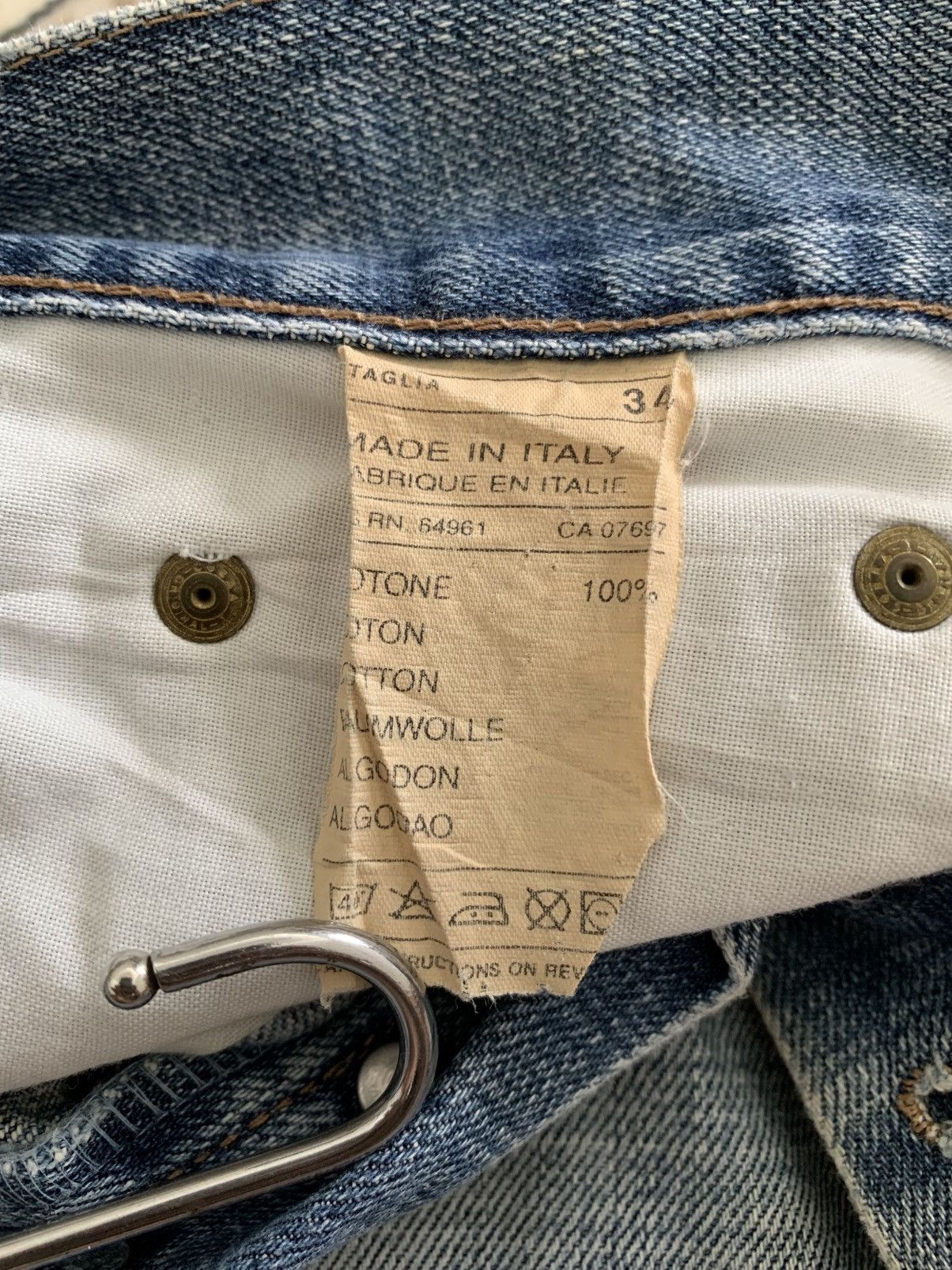 Japanese Brand Sisley Button Fly Distressed Faded Blue Jeans Size US 34 / EU 50 - 8 Thumbnail