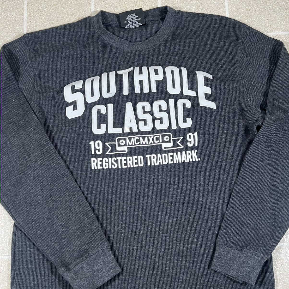 Southpole Grey Southpole Thermal Long Sleeve Shirt Waffle Knit Grunge Size US L / EU 52-54 / 3 - 2 Thumbnail