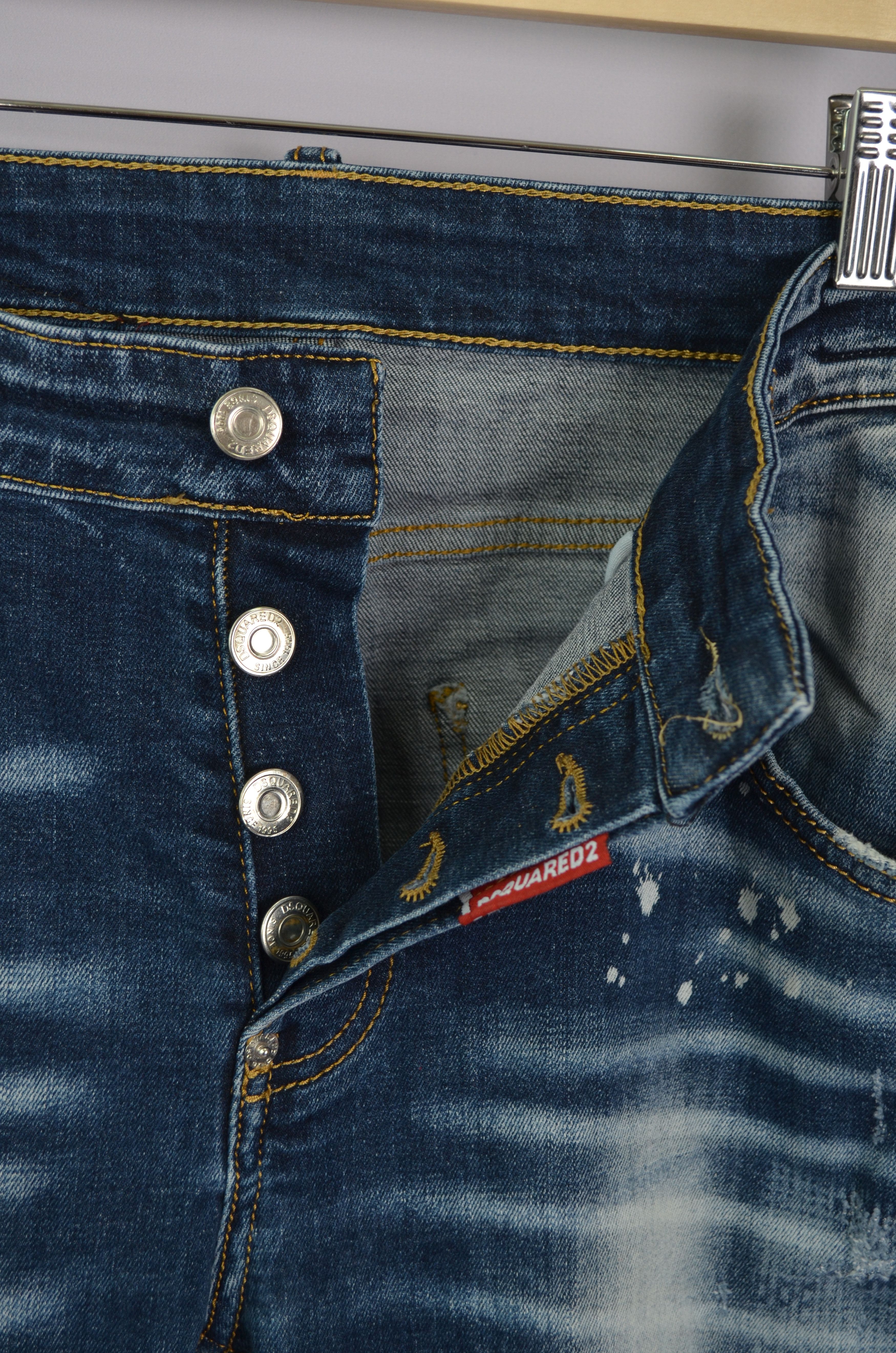 Designer × Dsquared2 Dsquared2 Cool Guy Blue Painted Distressed Slim Jeans Sz W34 Size US 34 / EU 50 - 15 Thumbnail