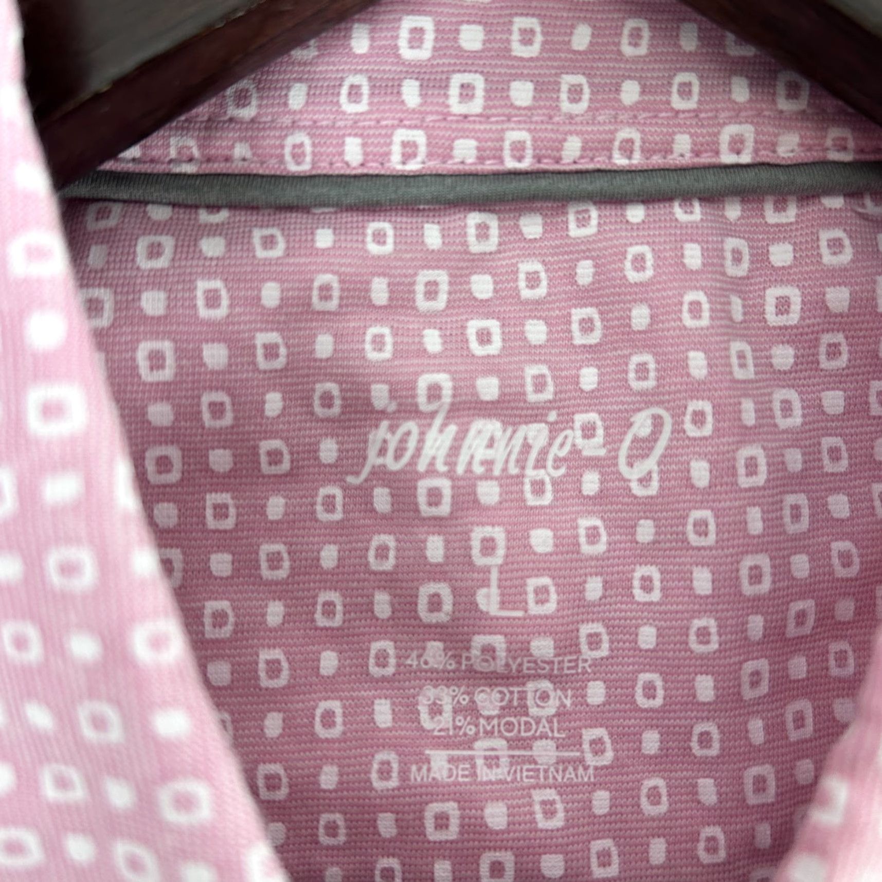 johnnie-O johnnie O Polo Shirt Mens Large Pink Sands Redding Performance Golf Lightweight Polo Shirt Mens Large Pink Sands Redding Geometric Pattern Size US L / EU 52-54 / 3 - 4 Thumbnail