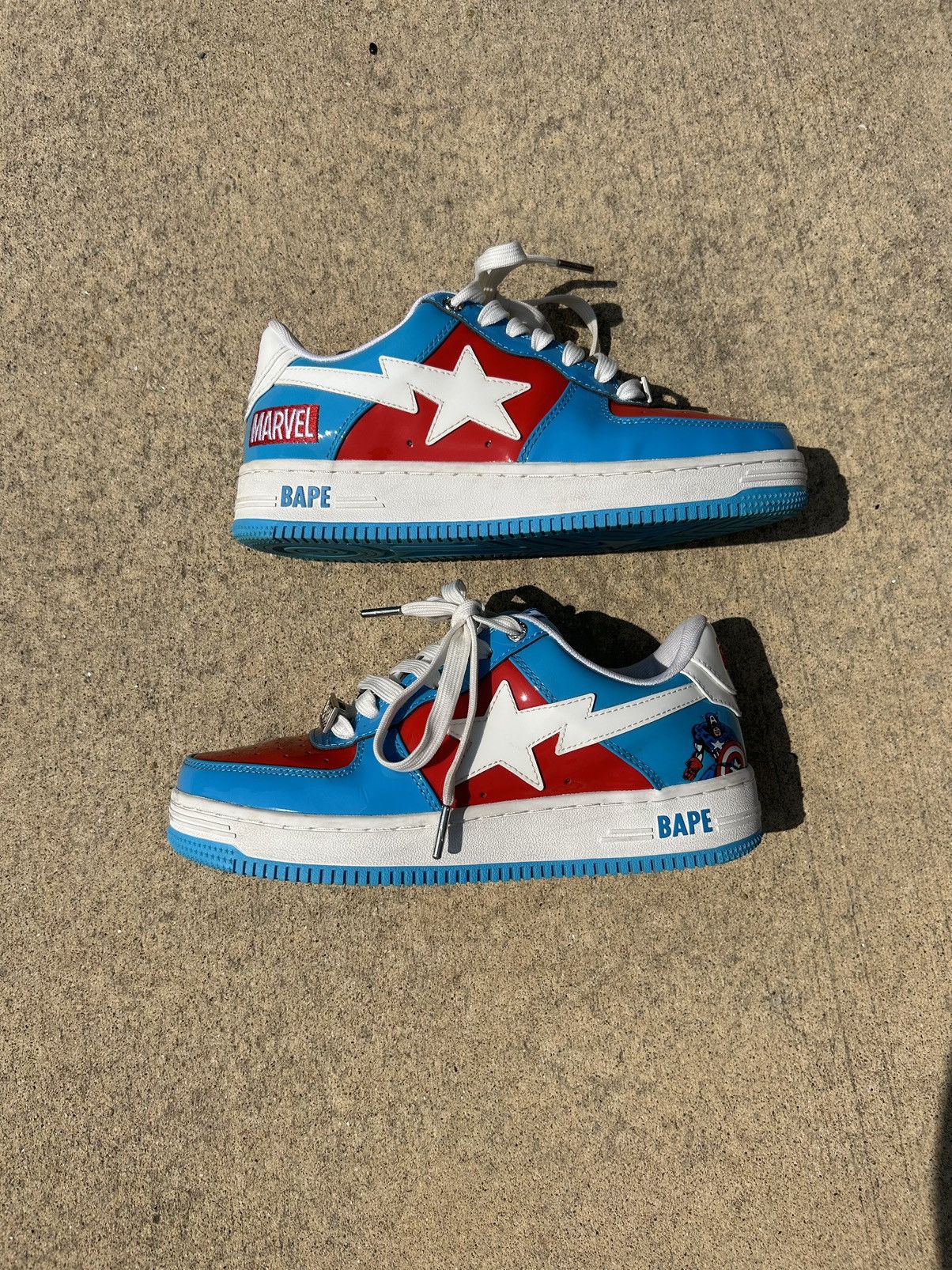 Bape × Marvel Comics Bape x Marvel Captain America Bapesta | Grailed