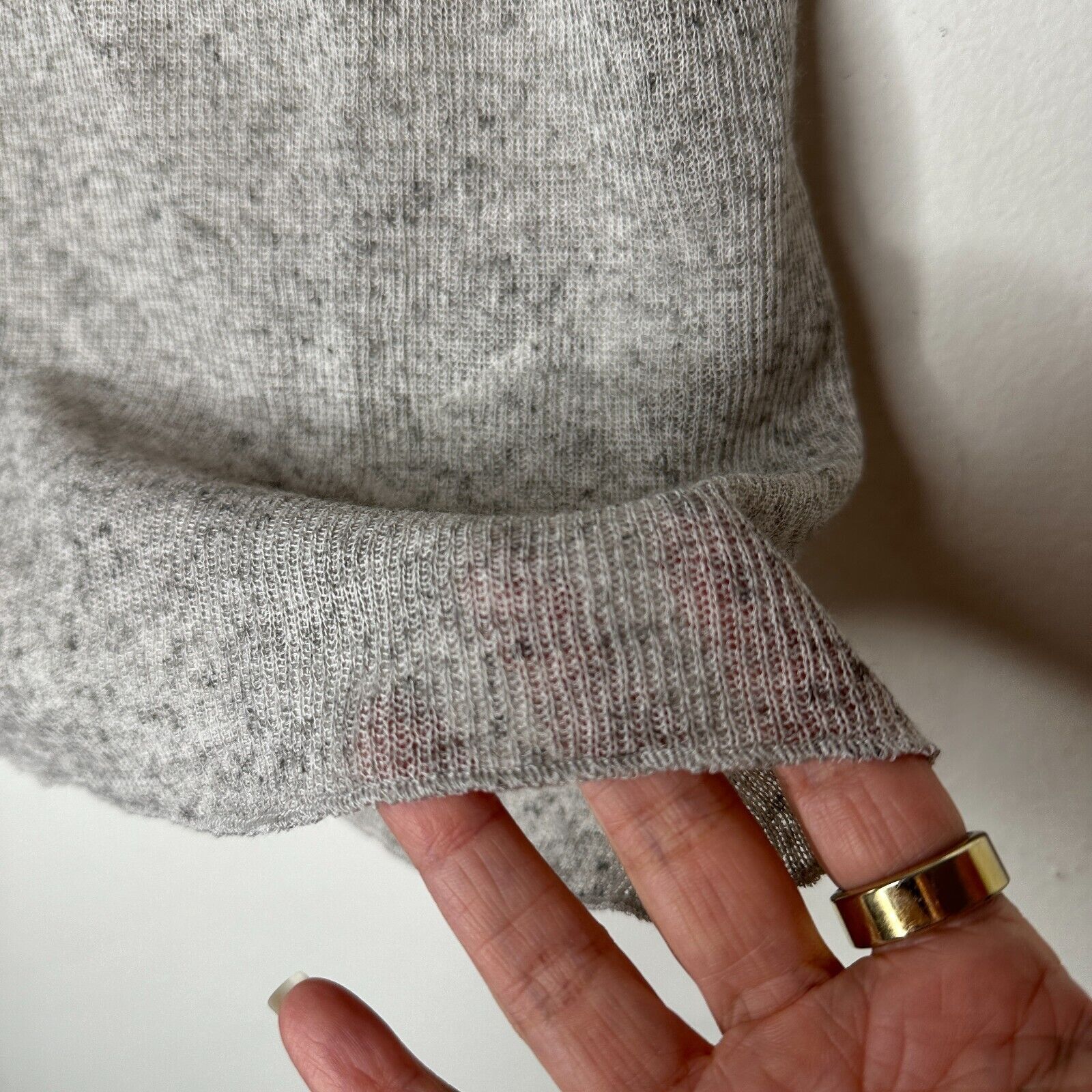 Zara NWT Zara Heathered Gray Short Sleeve Henley Shirt Top L Size L / US 10 / IT 46 - 4 Thumbnail