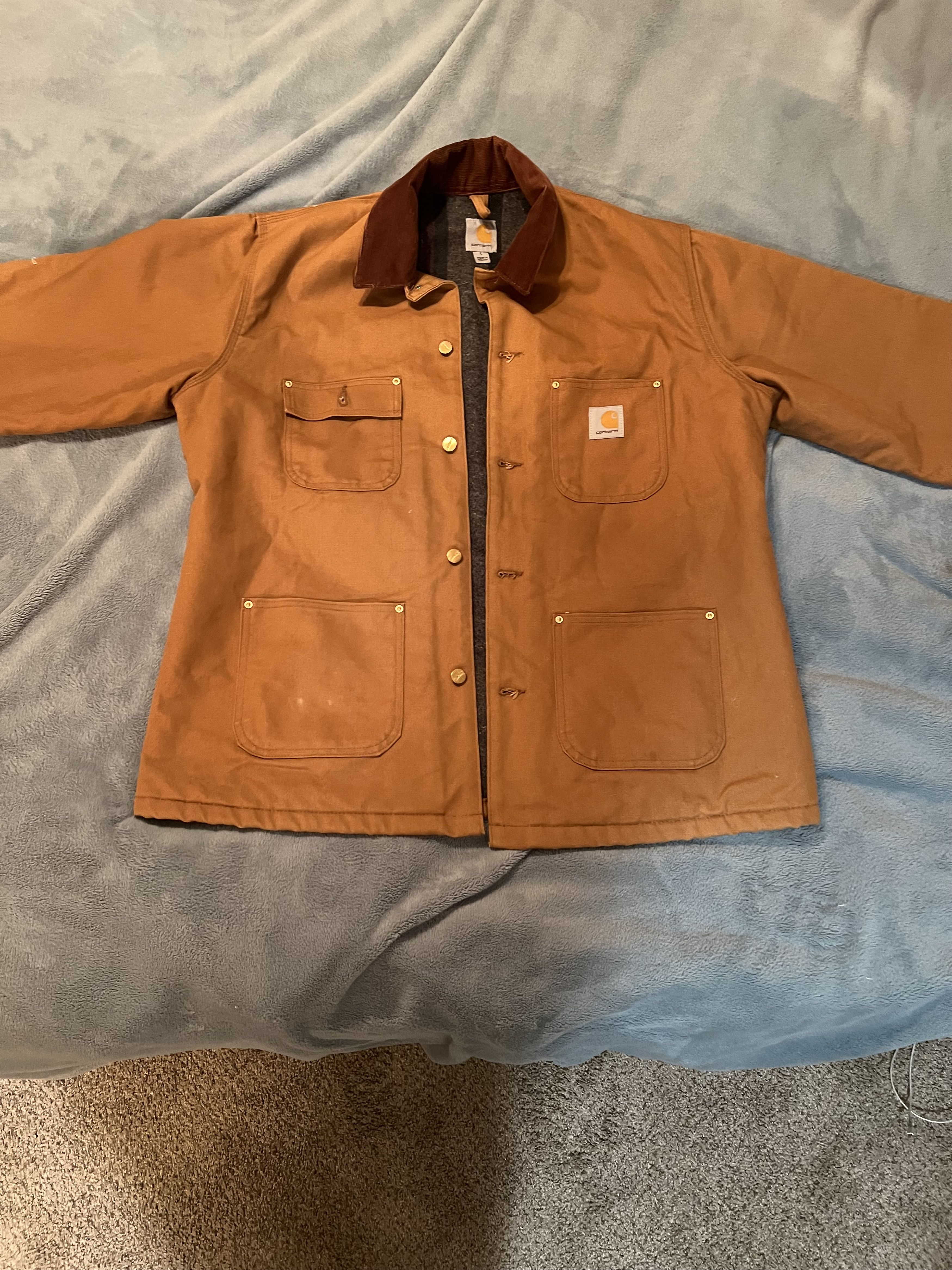 image of Carhartt Chore Jacket Blanket Lined in Brown Tan, Men's (Size Large)