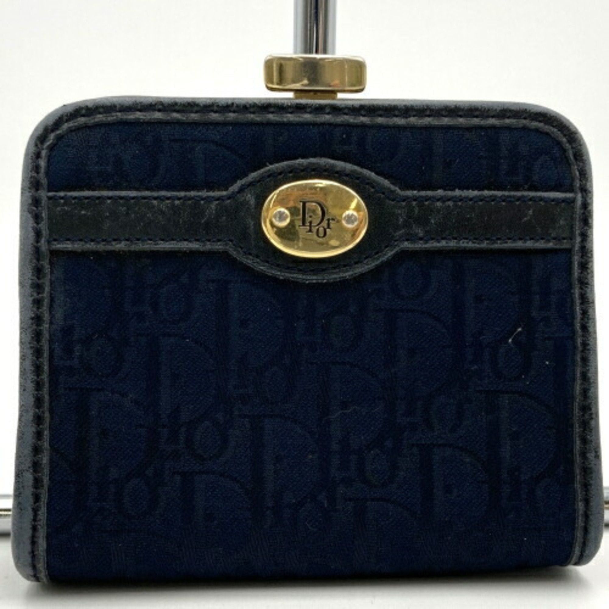 image of Christian Dior Trotter Wallet/coin Case Wallet Navy Canvas Women's Accessories It7Nbsxn8Nrc in Blue