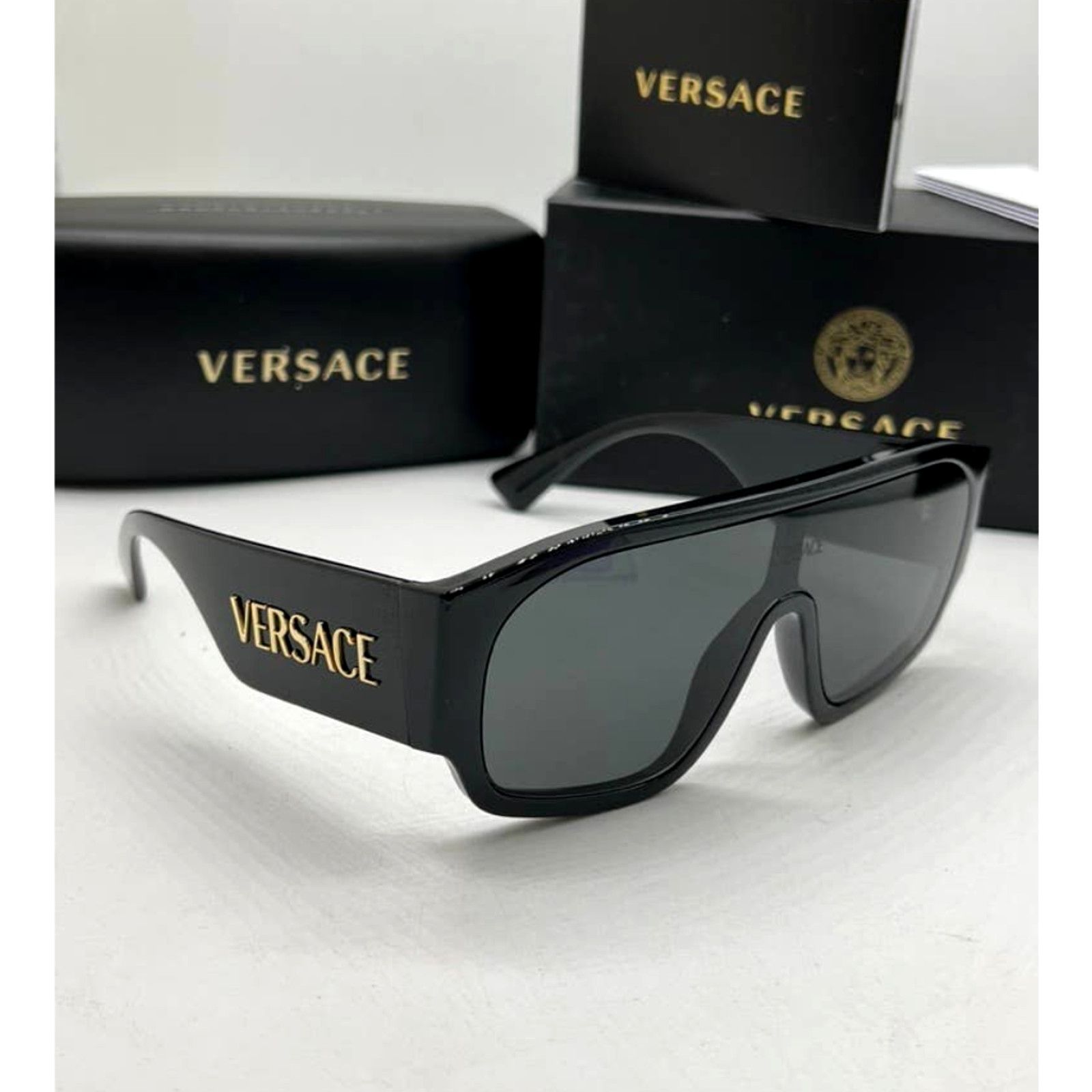 Versace NEW Versace VE4439 Mask Sunglasses in Black $414 Size ONE SIZE - 3 Thumbnail