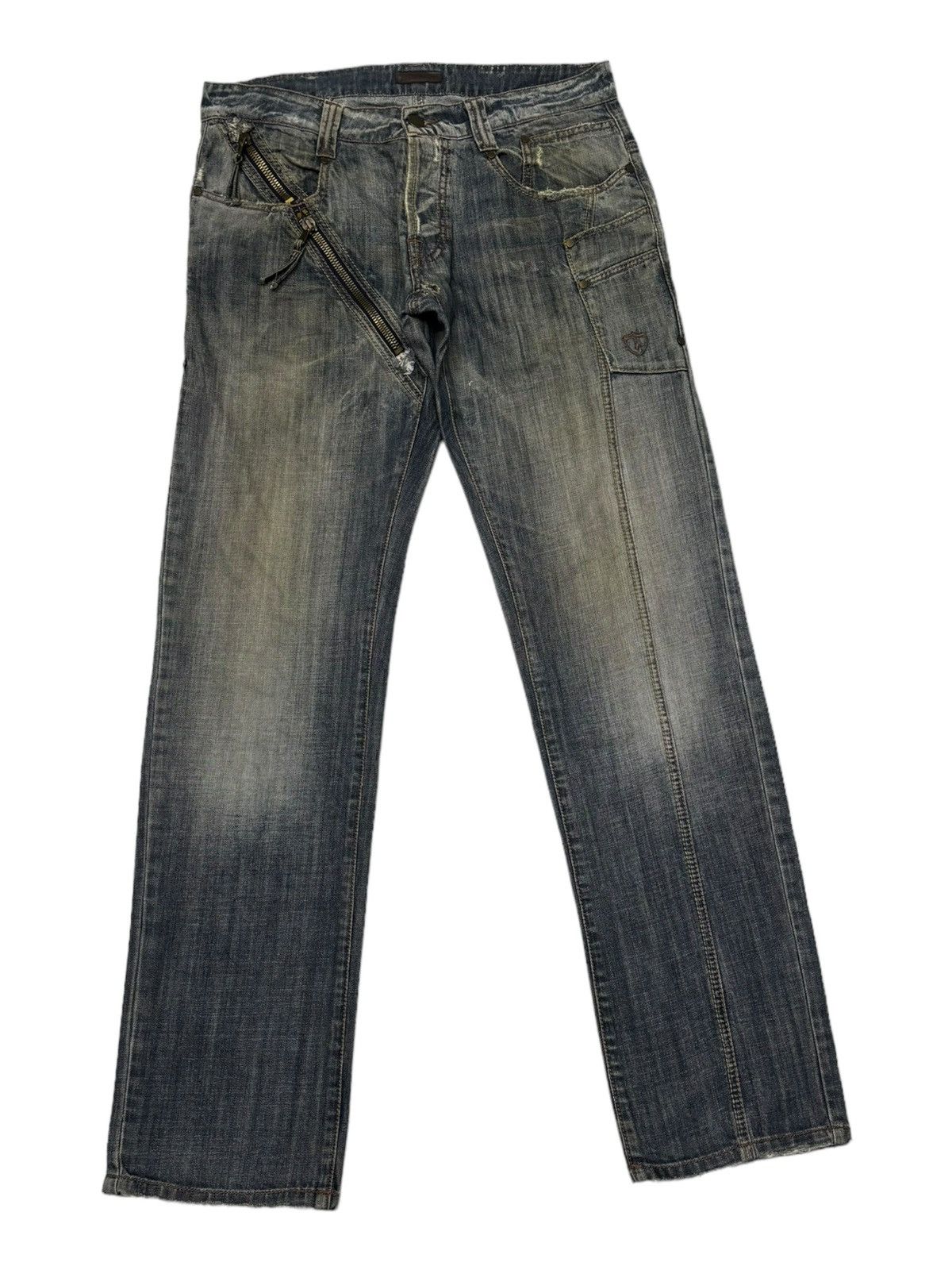 Beauty Beast ❤️‍🔥DISTRESSED DENIM MULTI ZIPPER ABSOLUTE JOY DENIM JEANS Size US 34 / EU 50 - 3 Thumbnail