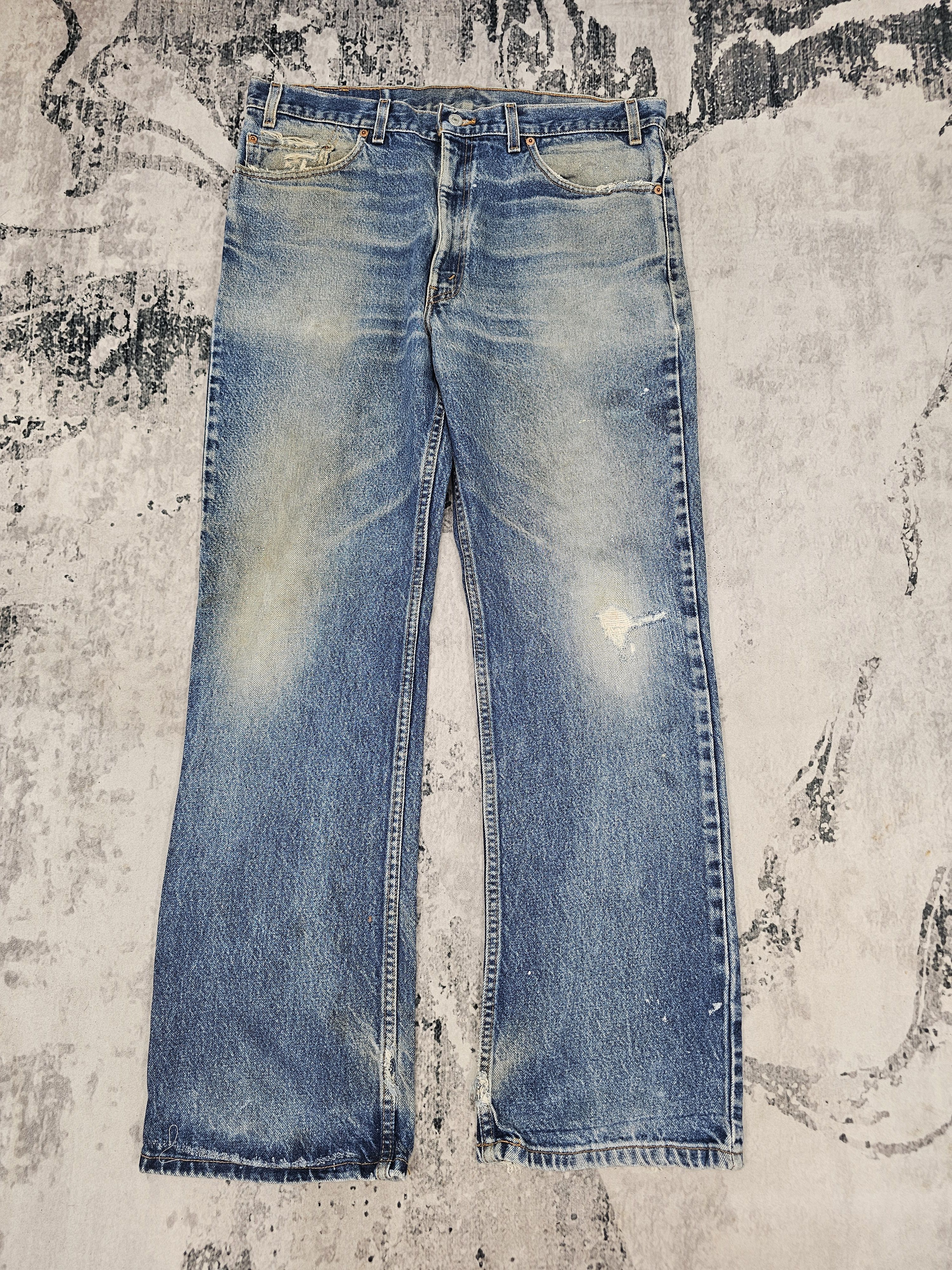 Levi's Vintage Clothing Vtg LEVIS 517 Boot Cut Flare Made In USA Ripped Jeans L0535 Size US 38 / EU 54 - 1 Thumbnail