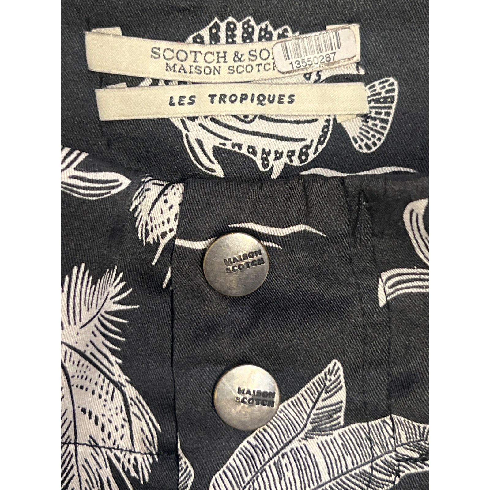 Scotch & Soda Scotch & Soda Small Black White Palm Tree High Waist Shorts Size 27" / US 4 / IT 40 - 5 Thumbnail