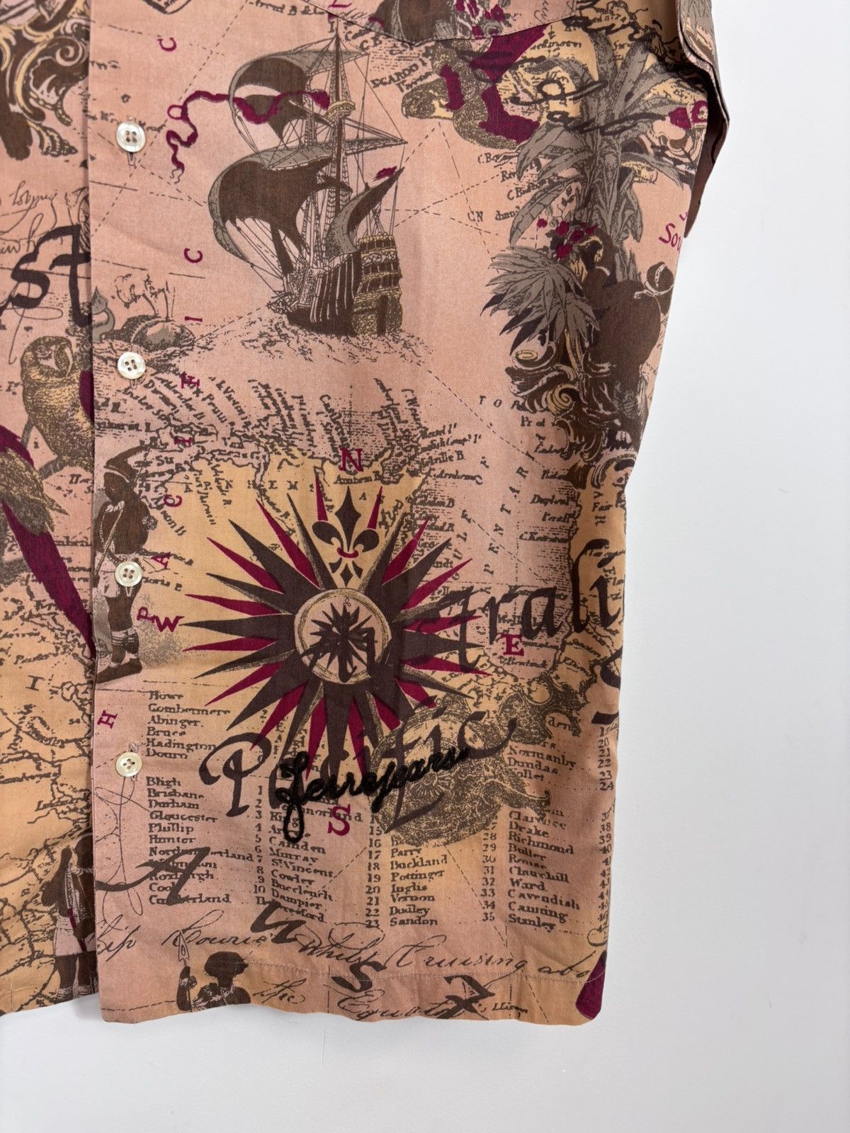 Gianfranco Ferre Vintage Gianfranco Ferre Men’s Map AOP Short Sleeve Shirt Size US XL / EU 56 / 4 - 10 Thumbnail