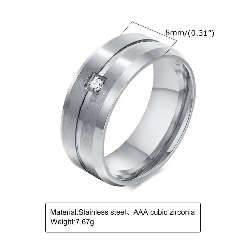 Other AAA CZ Stone Solitaire Grooved Line Ring Size ONE SIZE - 2 Thumbnail