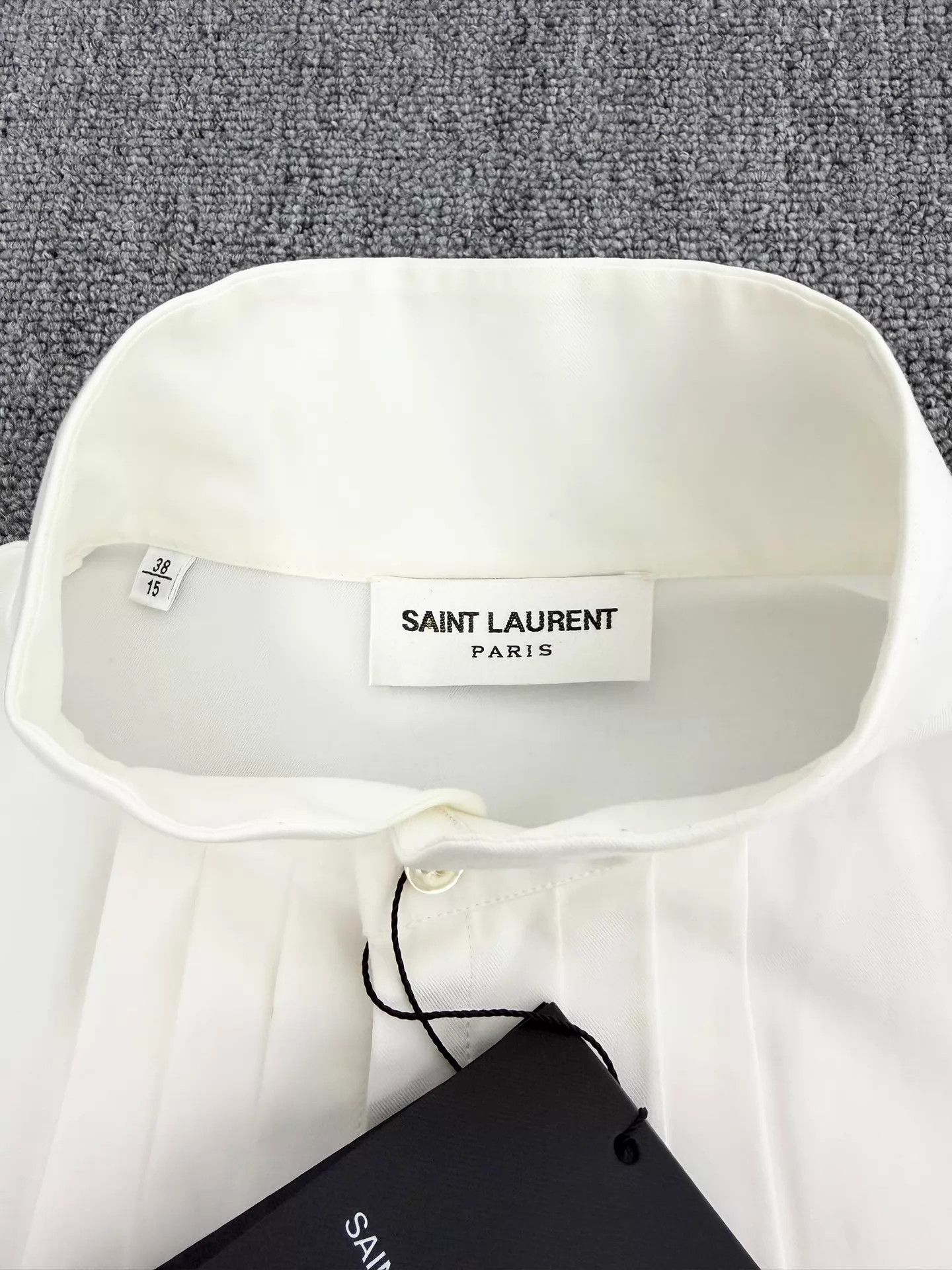 Saint Laurent Paris SLP 24ss White Stand Collar Pleated Dress Shirt 38 S Size US S / EU 44-46 / 1 - 5 Thumbnail