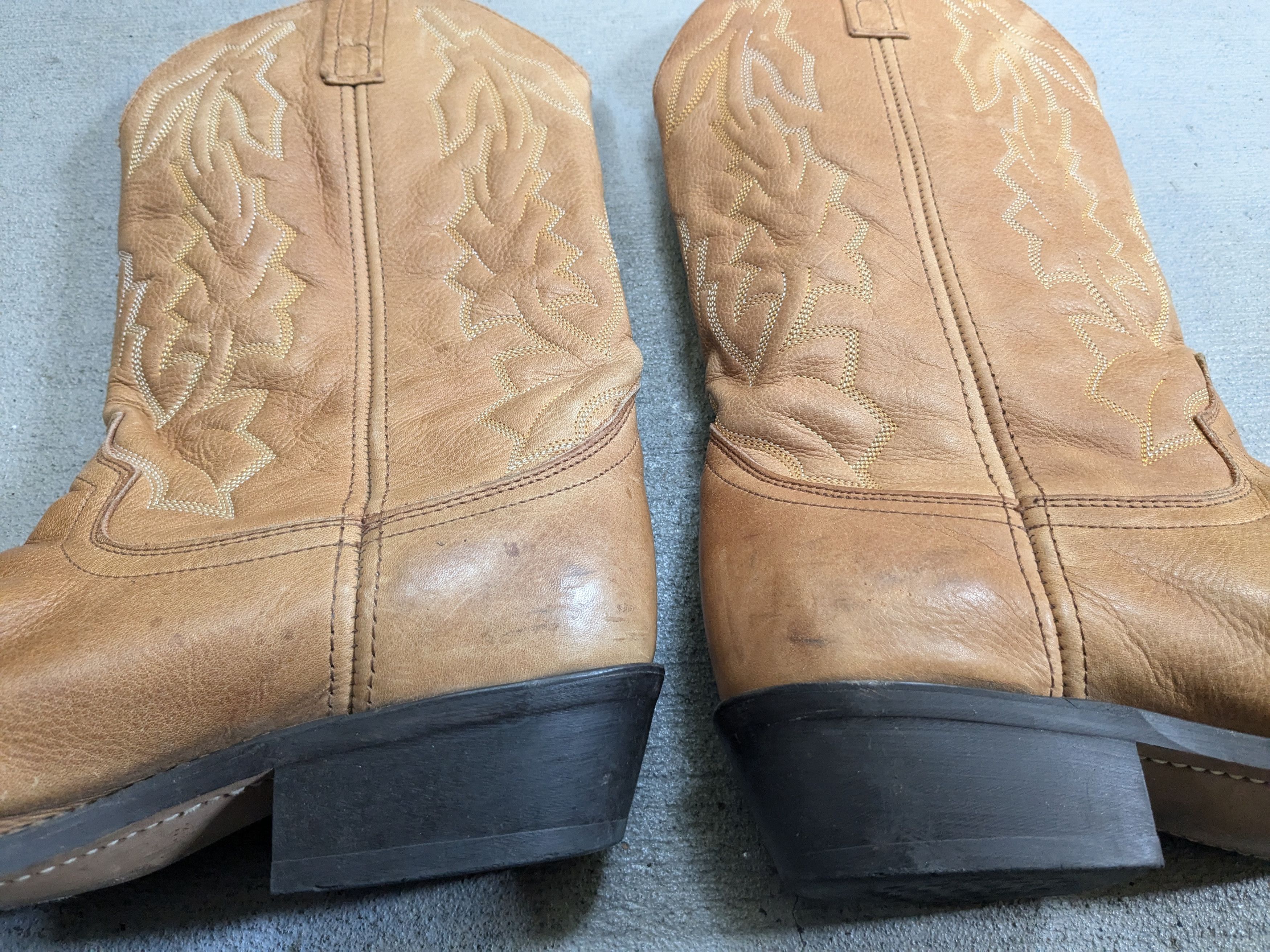 Genuine Leather Cowboy Boots 11 Wide Tan Brown Leather Western Size US 11 / EU 44 - 9 Thumbnail