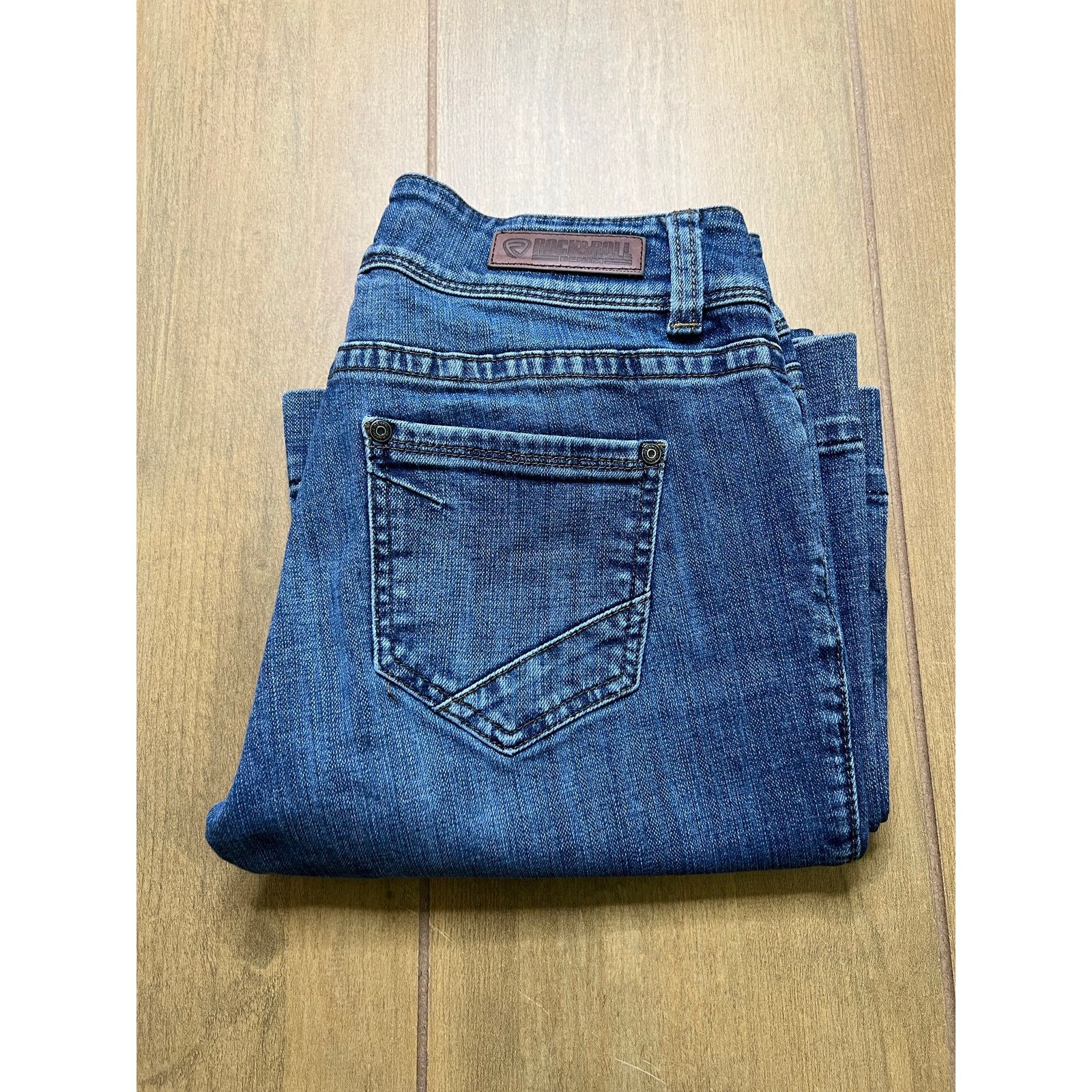 Vintage Rock & Roll Jeans Women’s Sz 27X32 Denim Mid Rise Flare Y2K Size 27" / US 4 / IT 40 - 14 Thumbnail