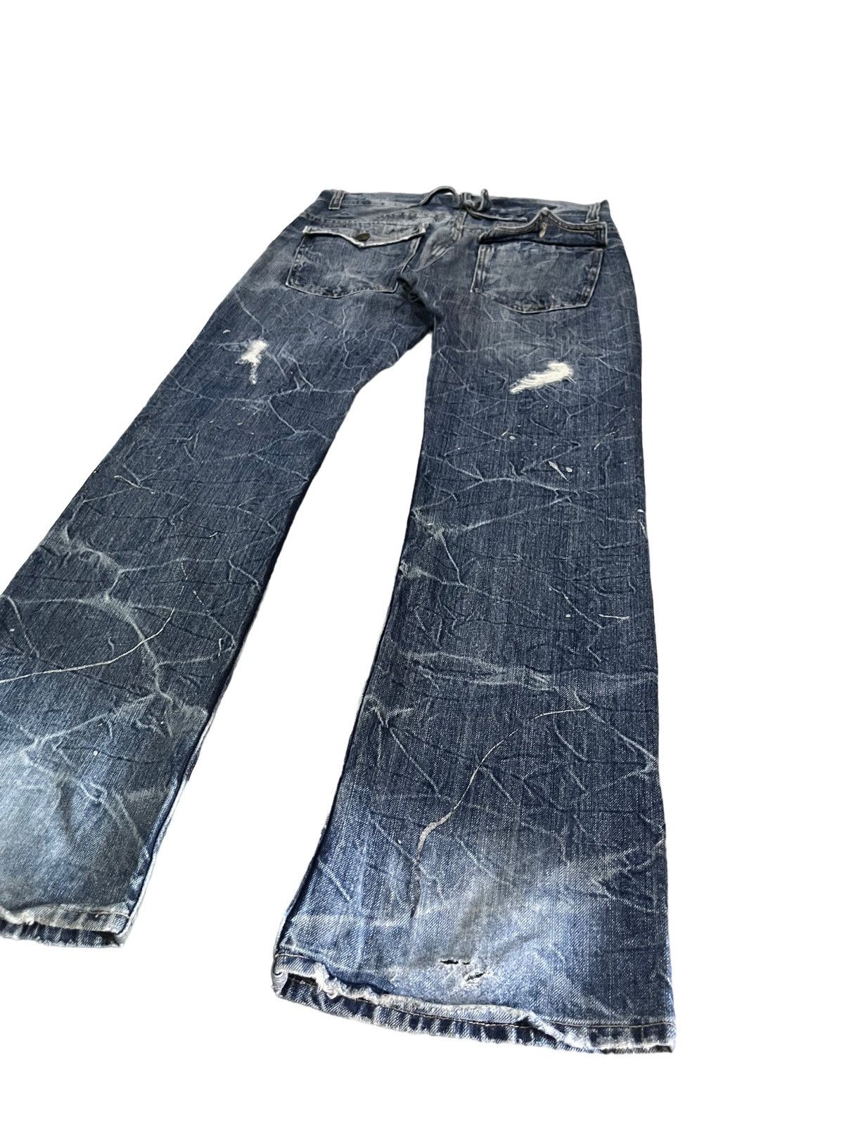 14th Addiction Vintage Japanese Brand Honeycomb Distress Flare Style denim Size US 33 - 10 Thumbnail