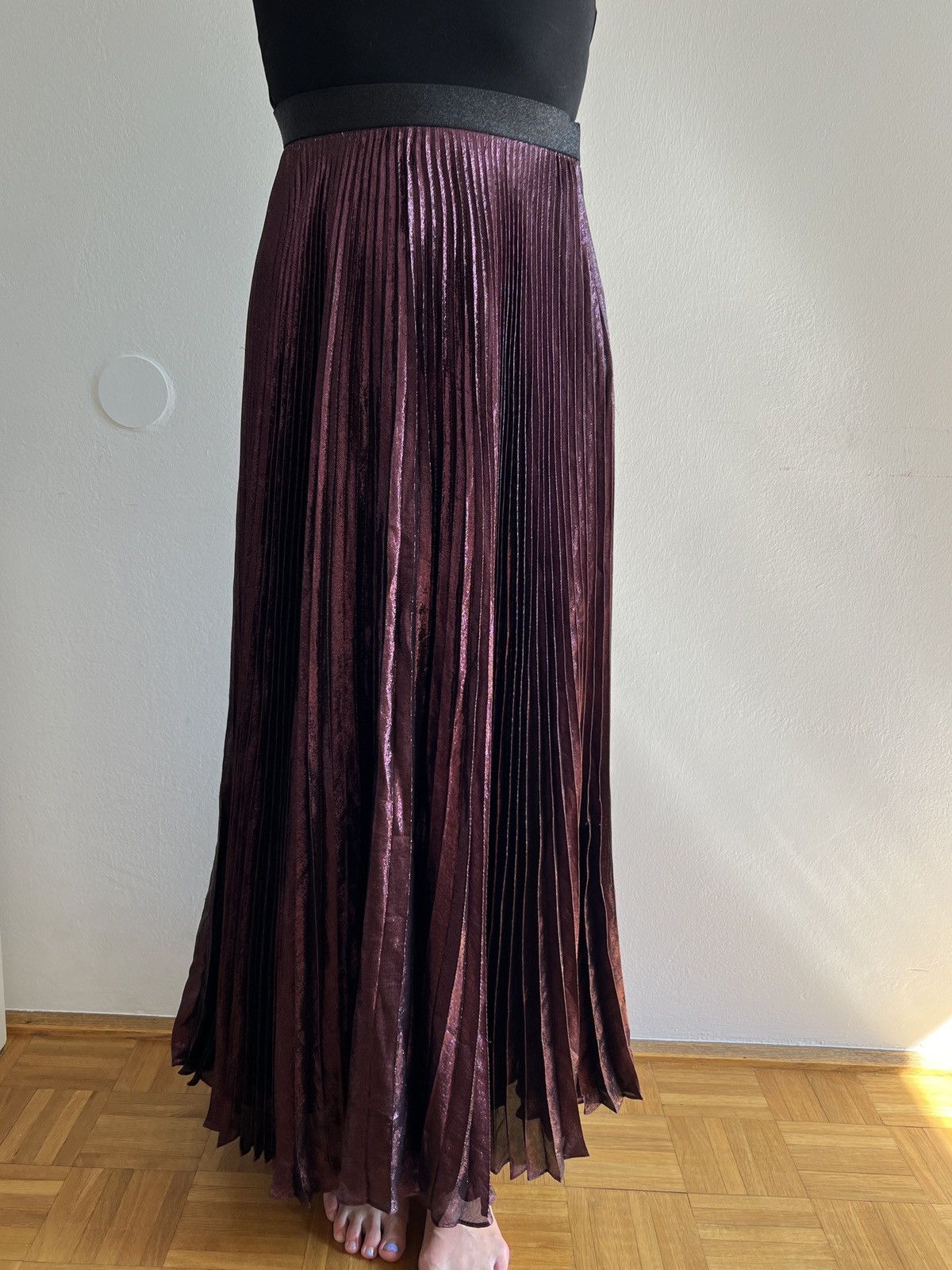Christopher Kane Christopher Kane Pleated Lamé Maxi Skirt Size 28" / US 6 / IT 42 - 10 Thumbnail